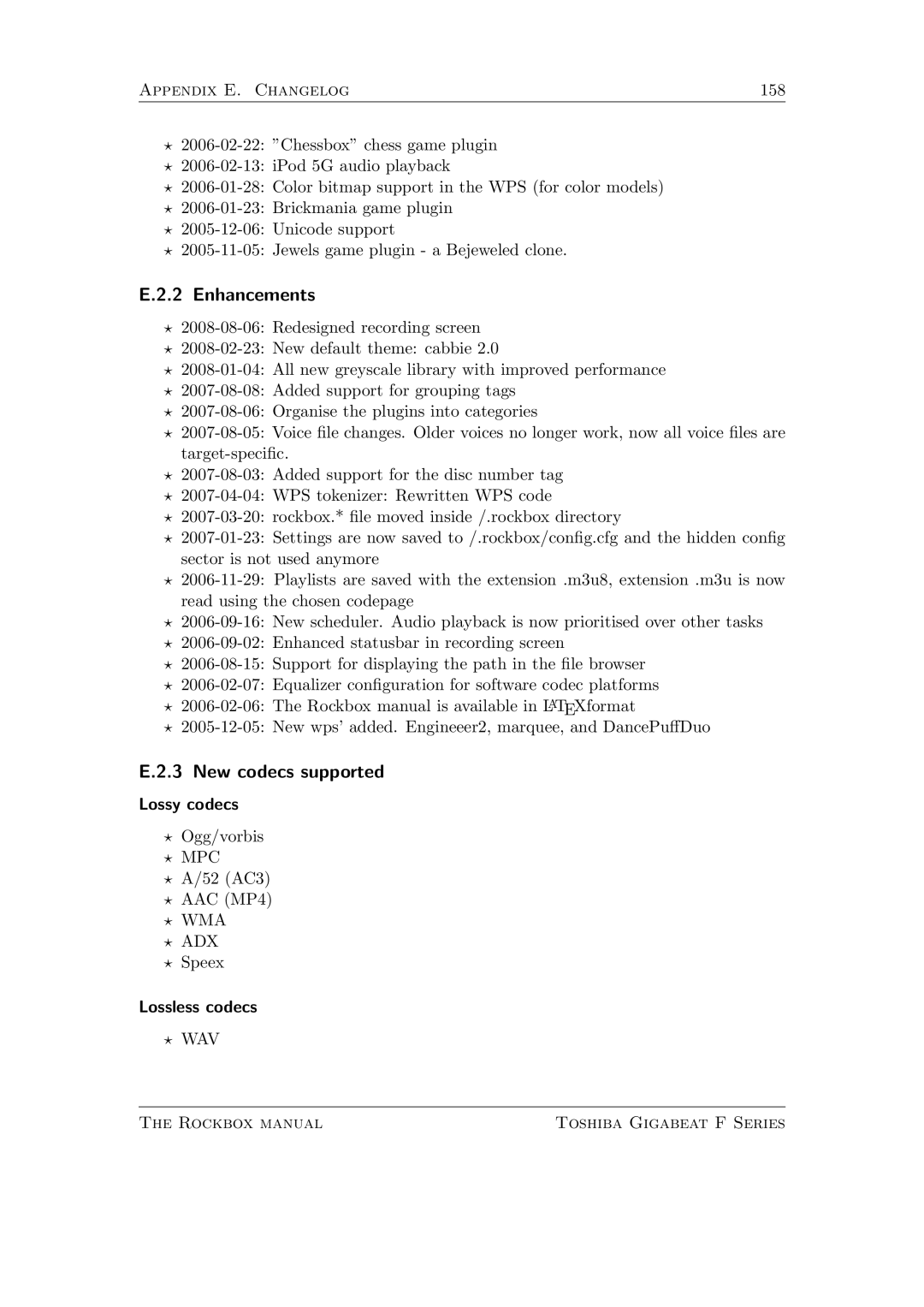 Toshiba F Series manual New codecs supported 