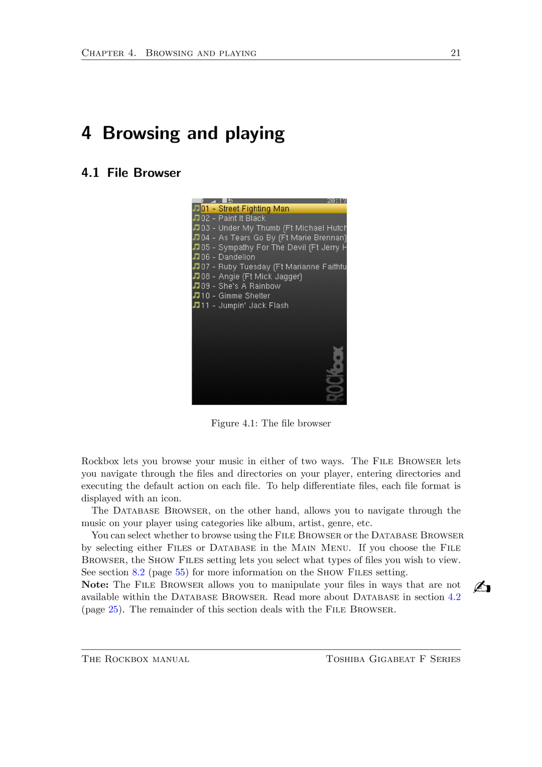 Toshiba F Series manual Browsing and playing, File Browser 