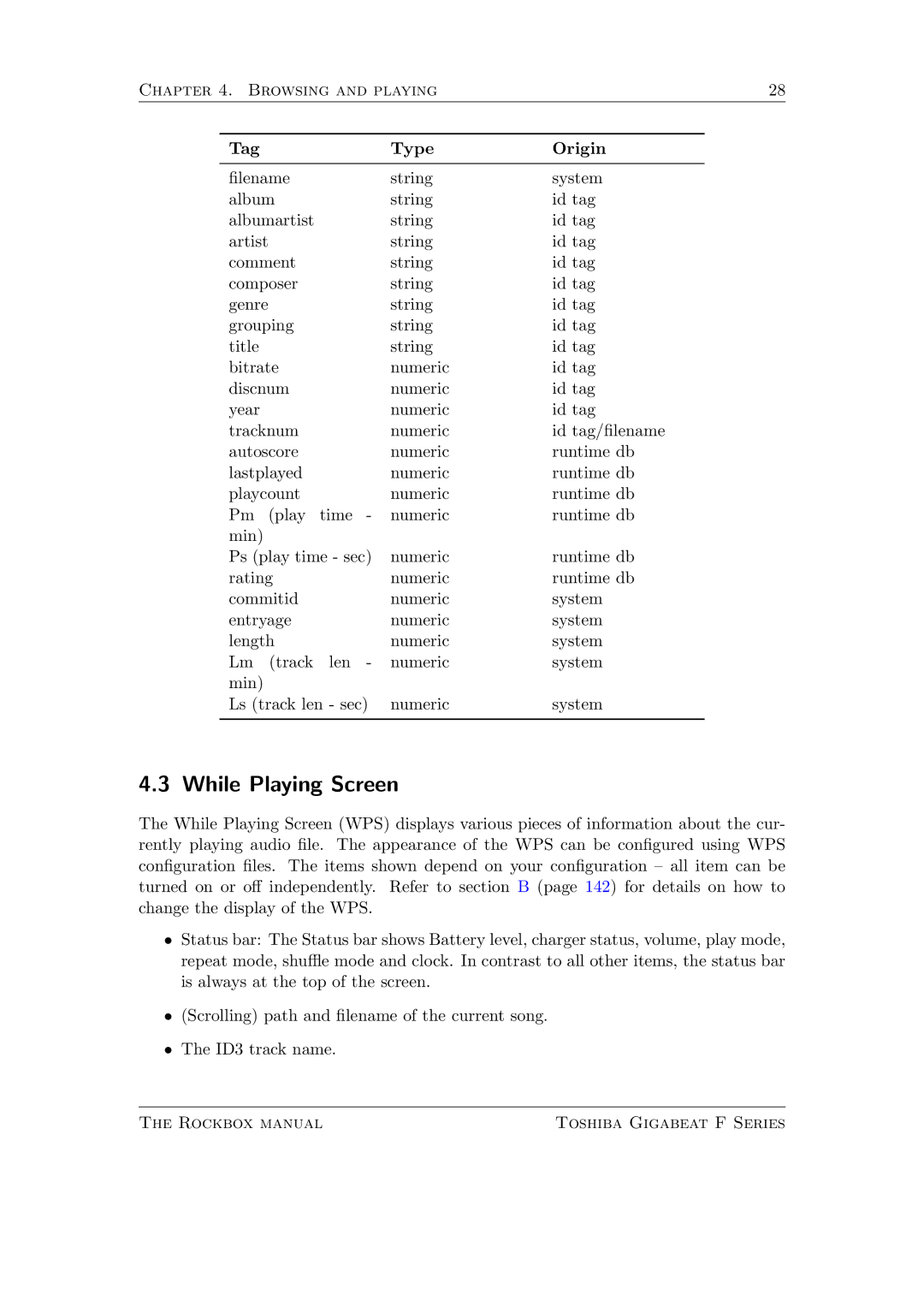 Toshiba F Series manual While Playing Screen 