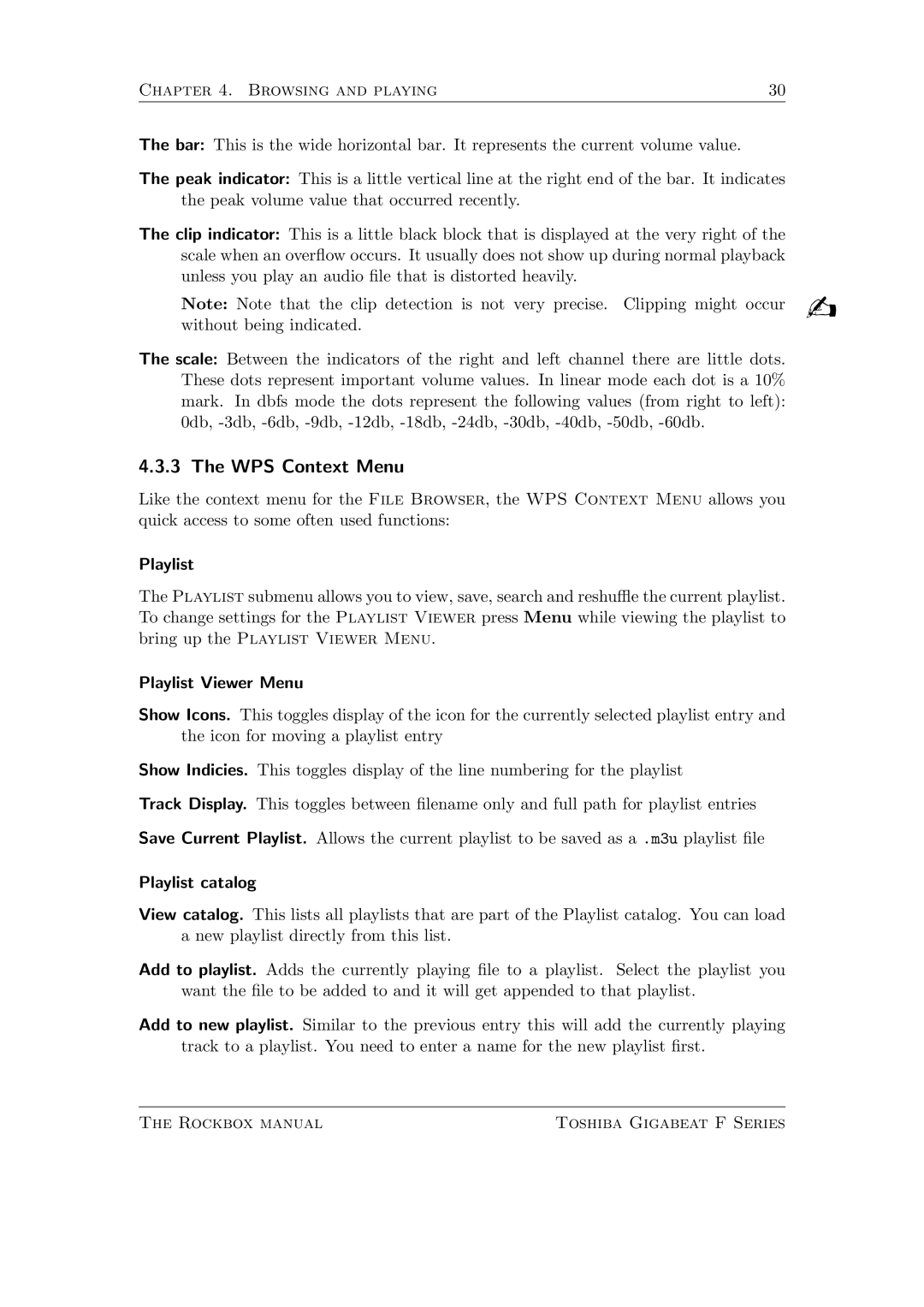 Toshiba F Series manual WPS Context Menu 