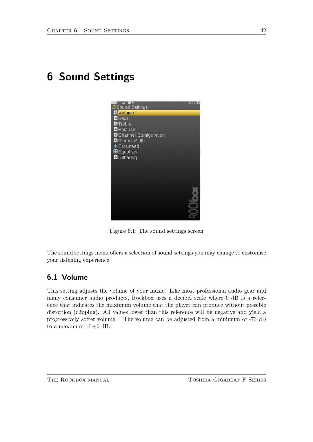 Toshiba F Series manual Sound Settings, Volume 