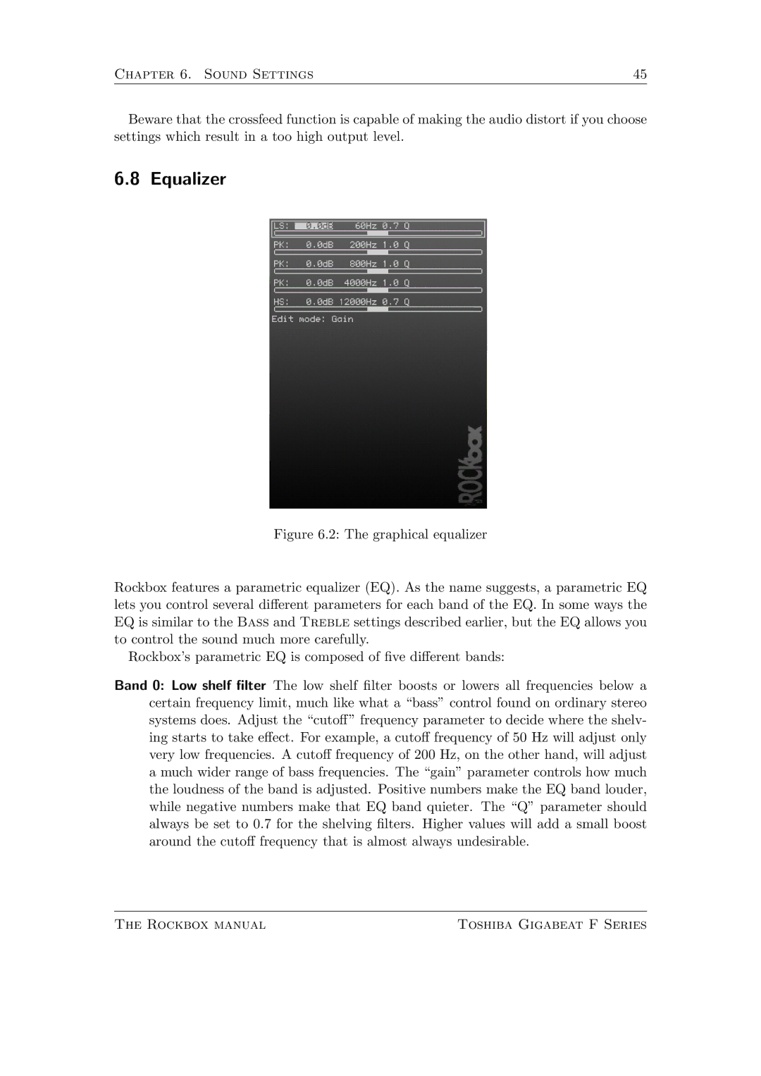 Toshiba F Series manual Equalizer 