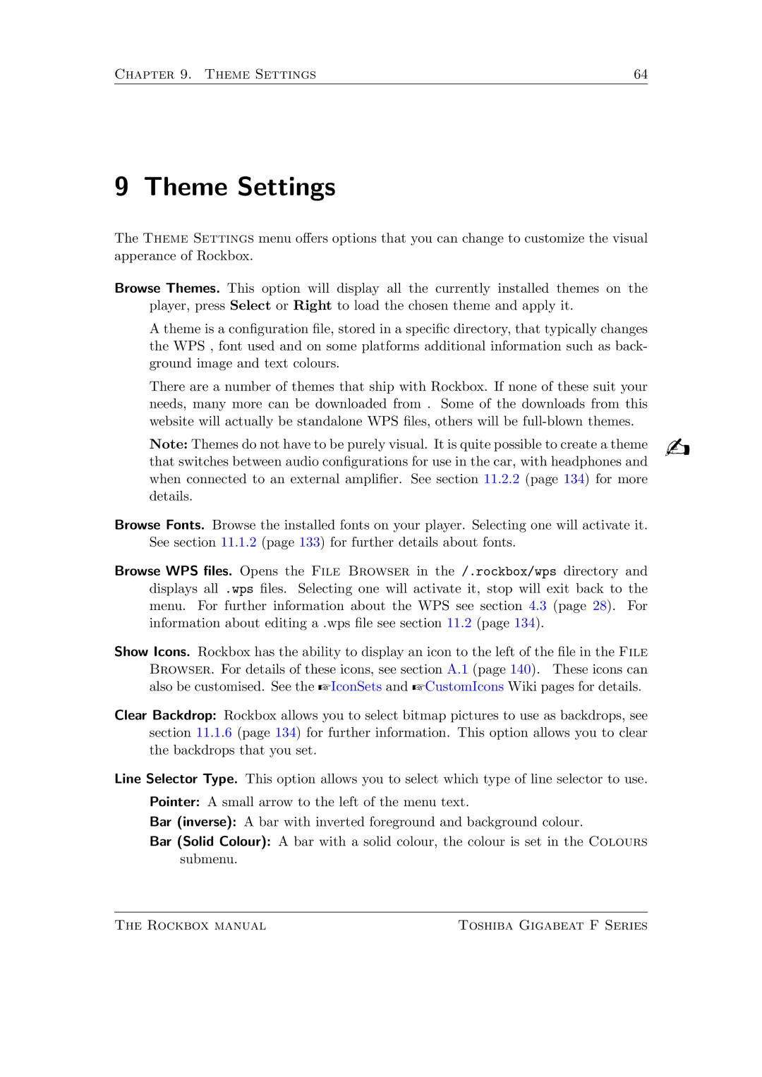 Toshiba F Series manual Theme Settings 