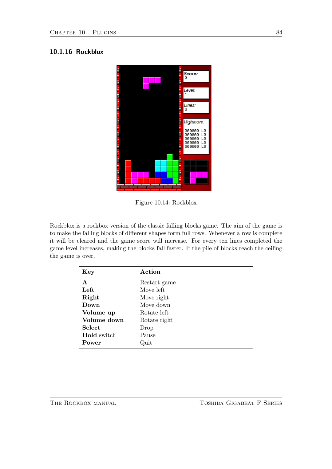 Toshiba F Series manual Rockblox 