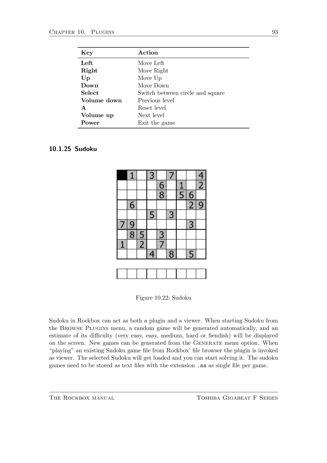 Toshiba F Series manual Sudoku 