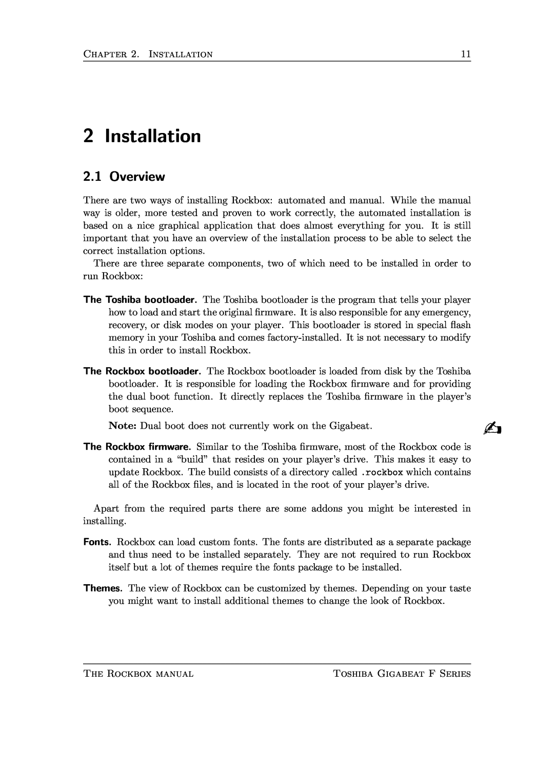 Toshiba F Series manual Installation, Overview 