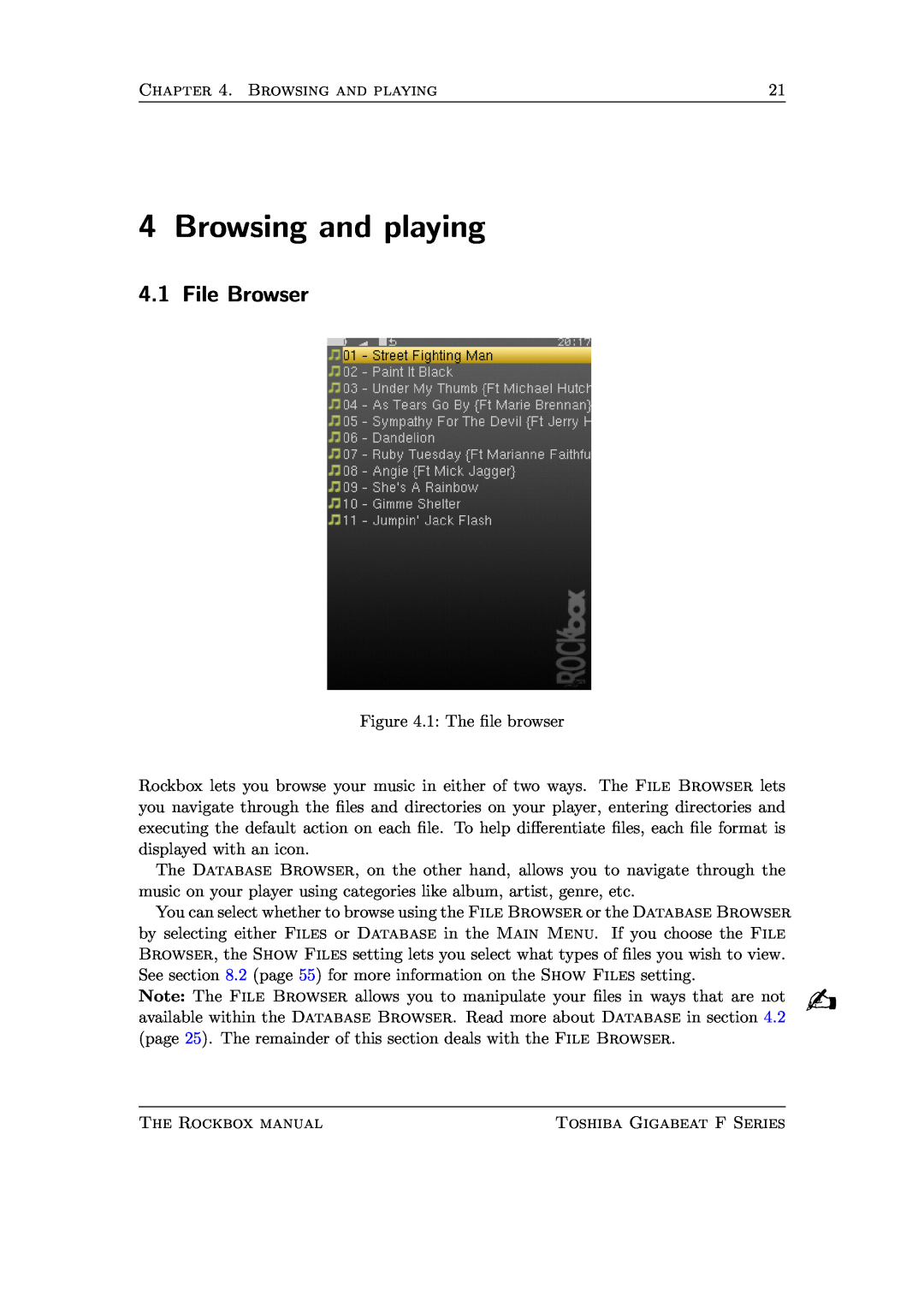 Toshiba F Series manual Browsing and playing, File Browser 