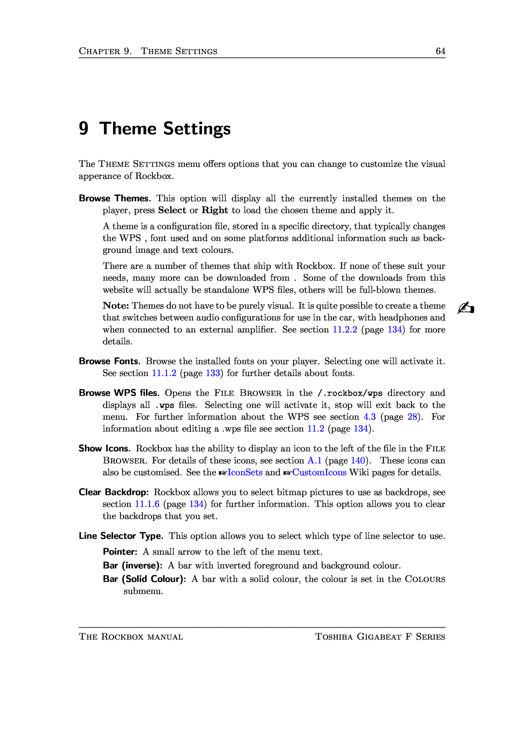 Toshiba F Series manual Theme Settings 