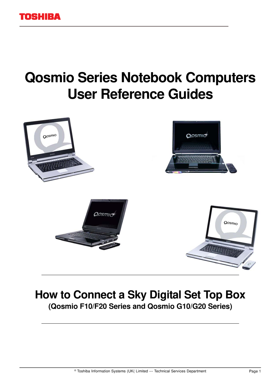 Toshiba F20 manual Qosmio Series Notebook Computers User Reference Guides 