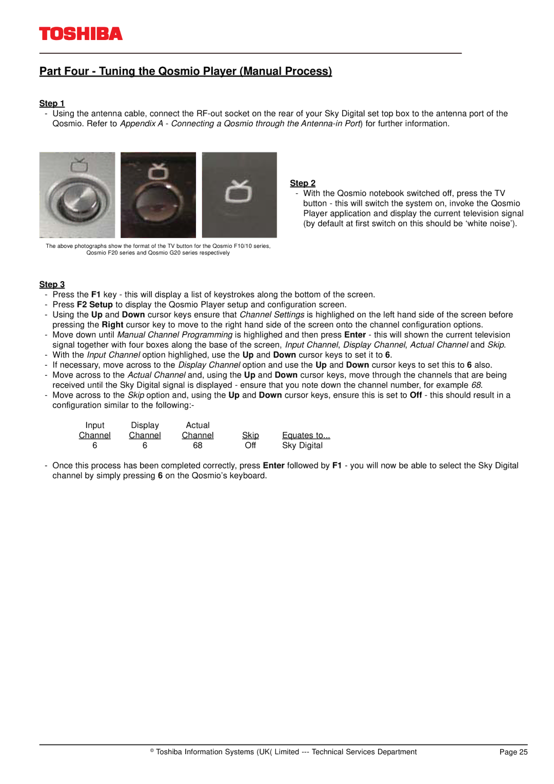 Toshiba F20 manual Part Four Tuning the Qosmio Player Manual Process 