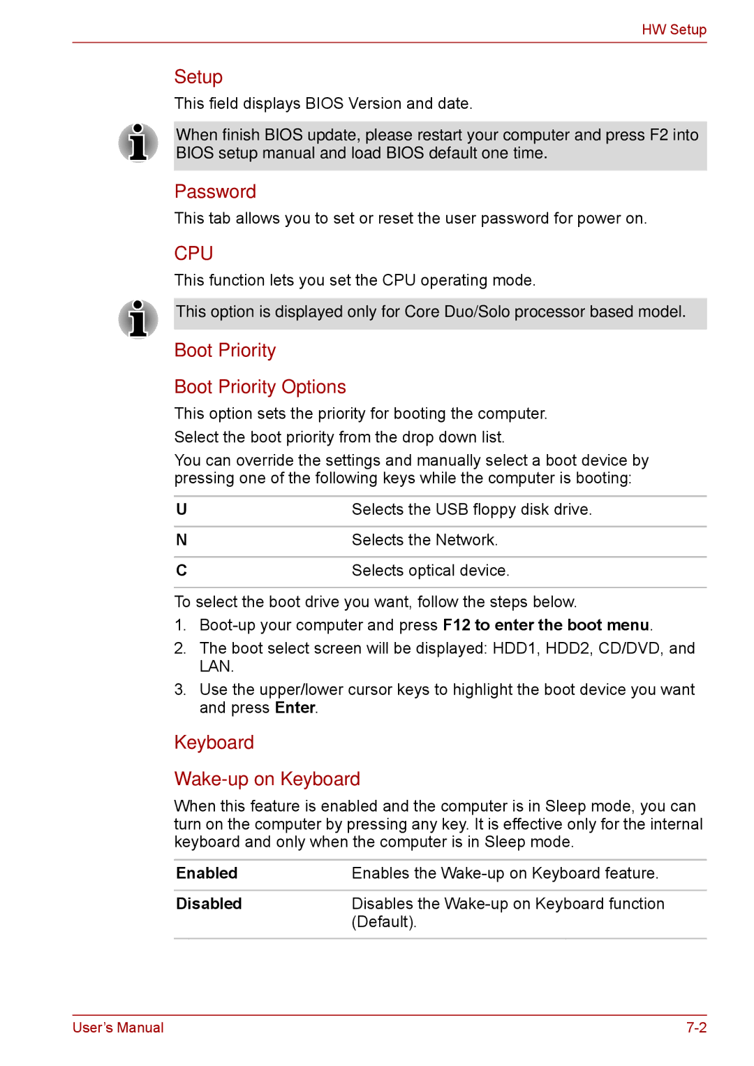 Toshiba F50 user manual Password, Boot Priority 