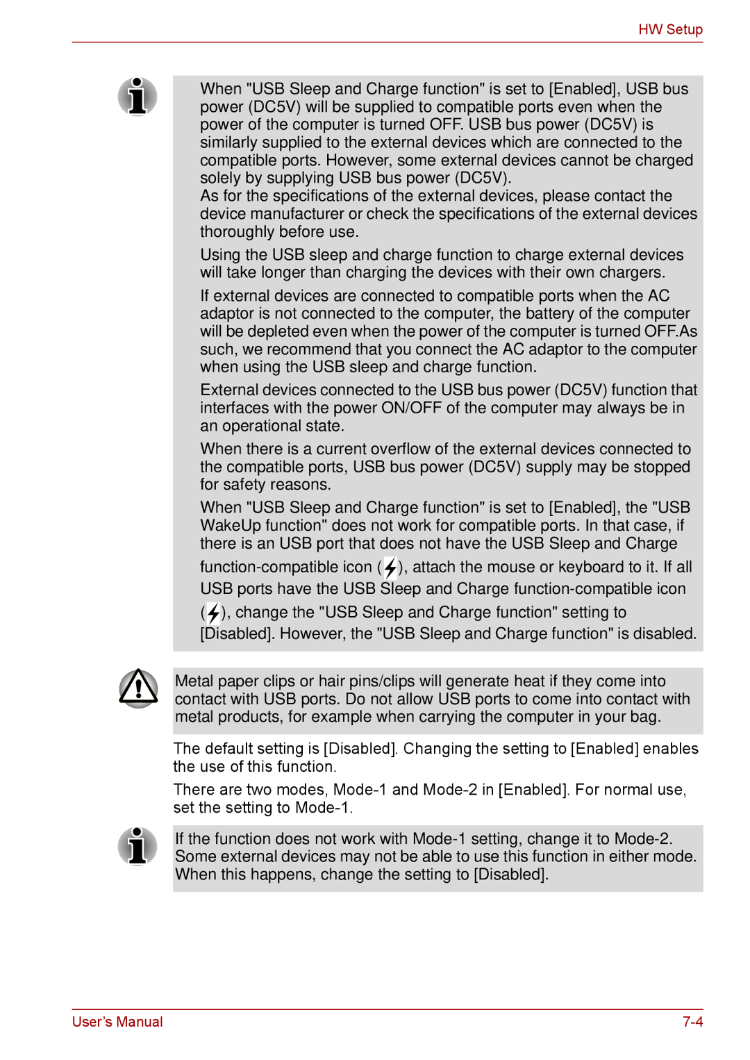 Toshiba F50 user manual HW Setup 