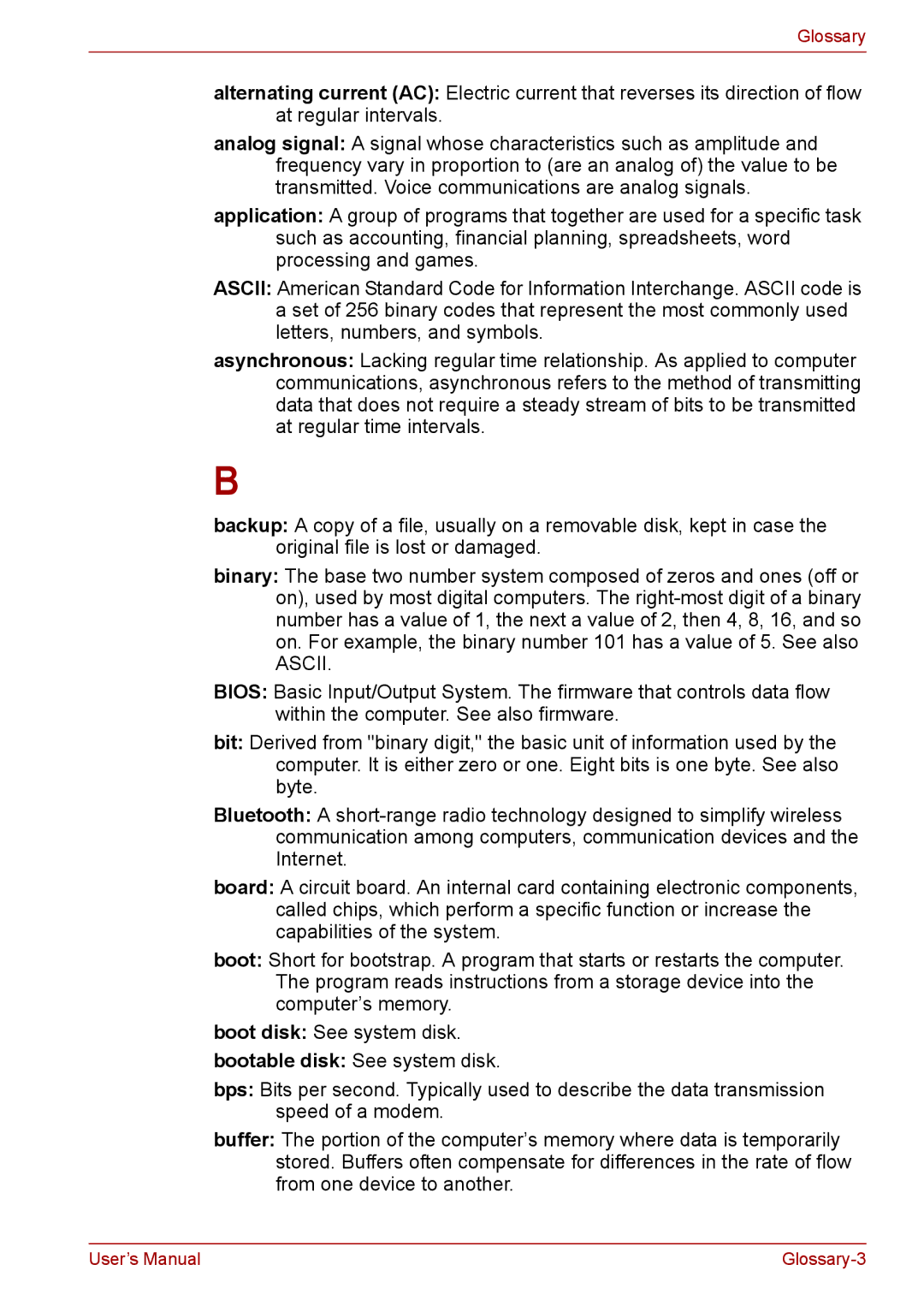 Toshiba F50 user manual Ascii 