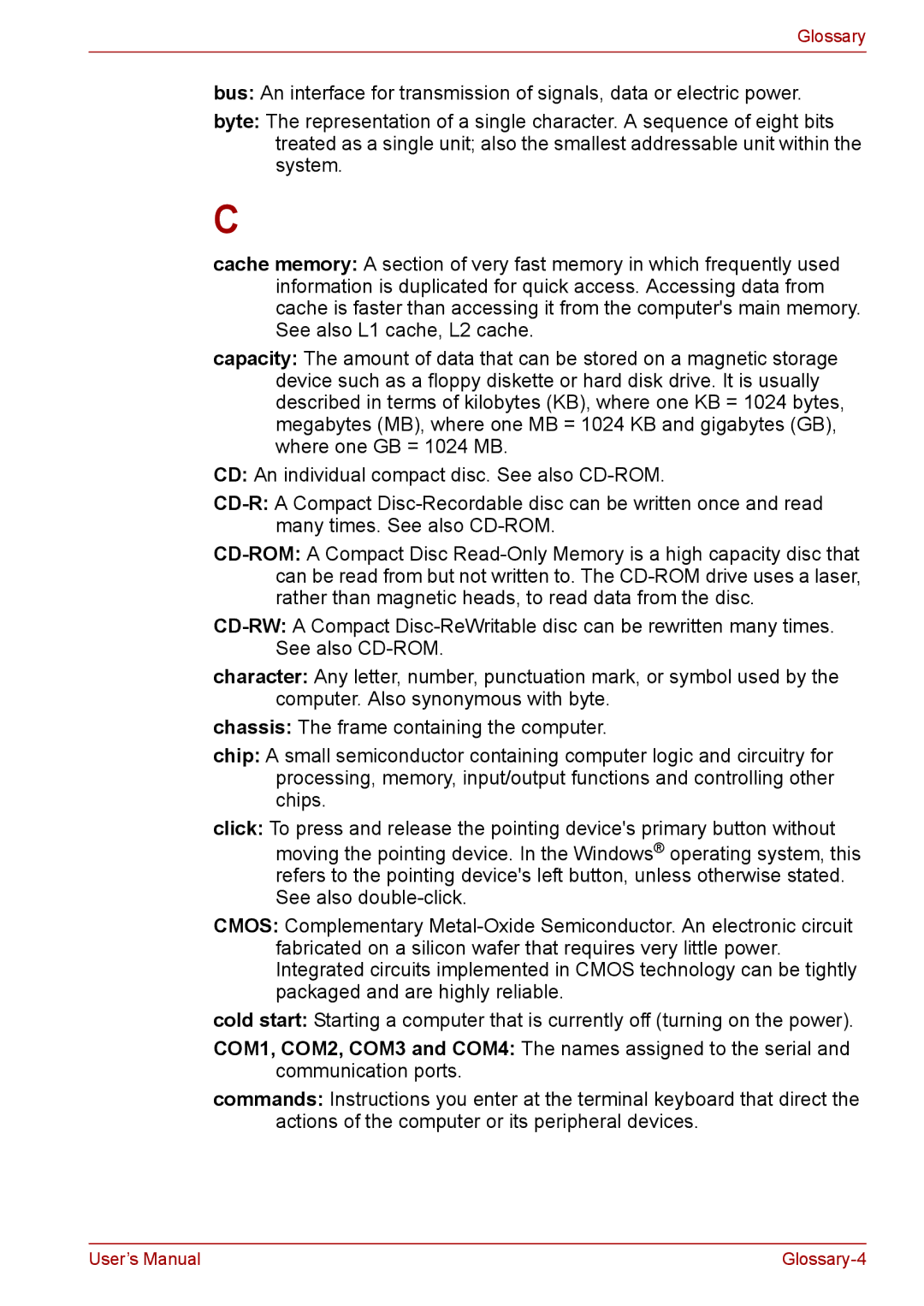 Toshiba F50 user manual Glossary-4 