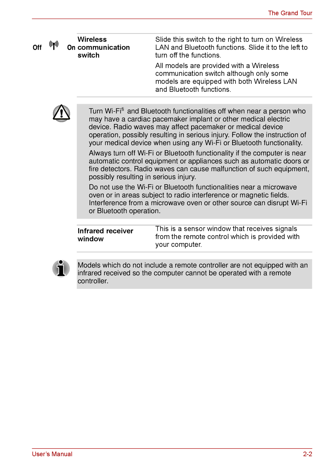 Toshiba F50 user manual Slide this switch to the right to turn on Wireless 