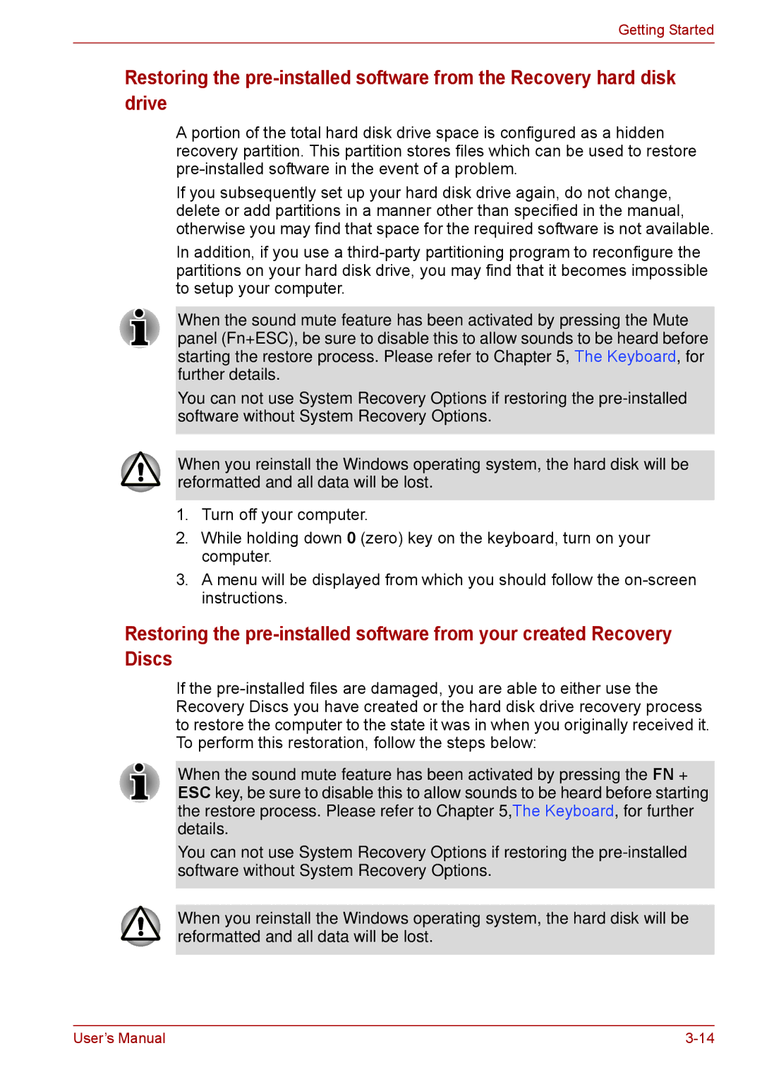 Toshiba F50 user manual Getting Started 