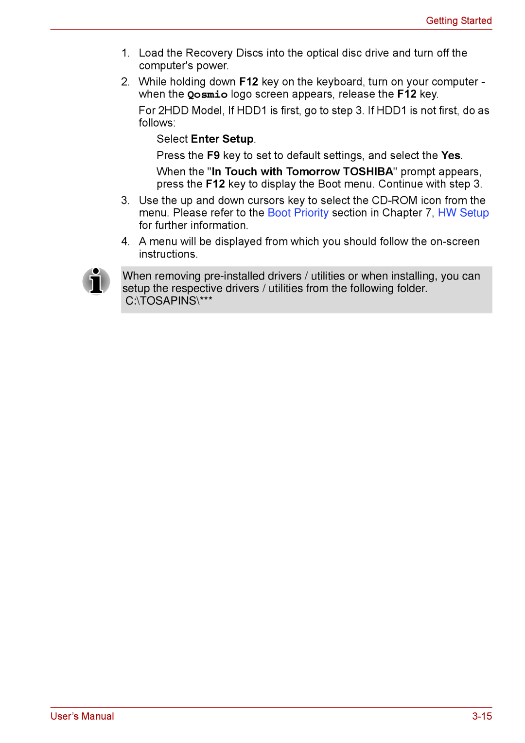 Toshiba F50 user manual Select Enter Setup 