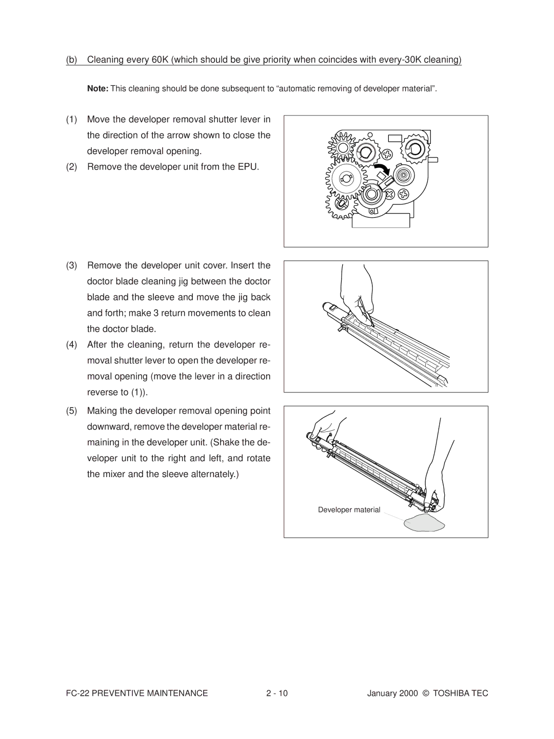 Toshiba FC-22 manual Developer material 