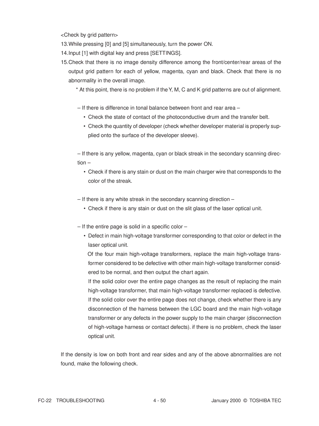 Toshiba manual FC-22 Troubleshooting 