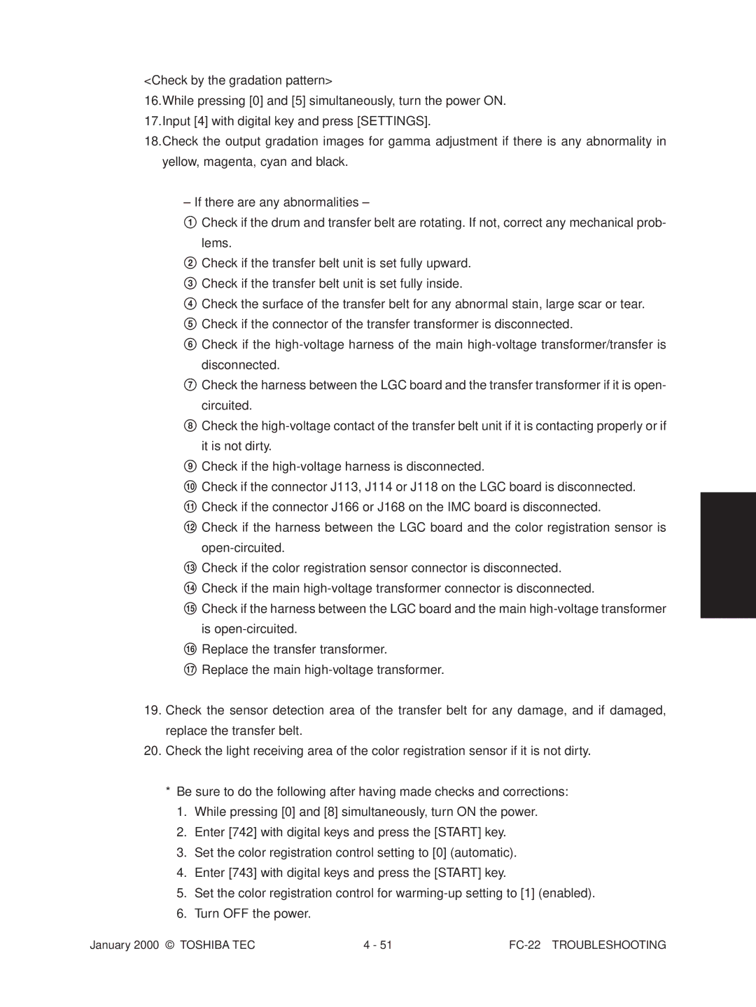 Toshiba manual FC-22 Troubleshooting 