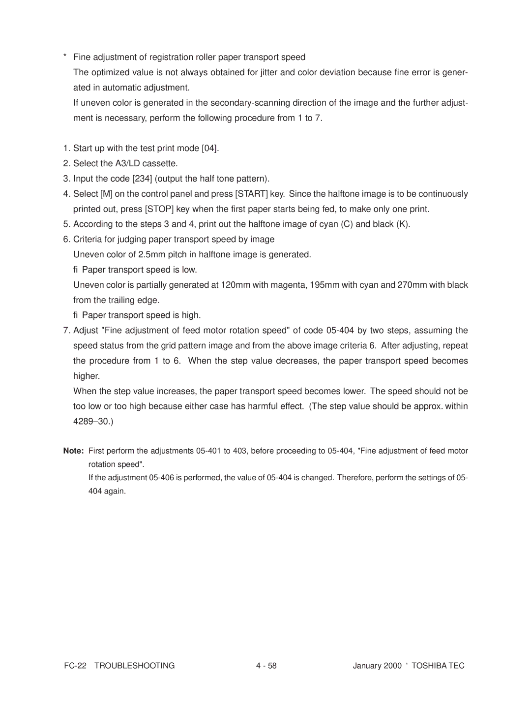 Toshiba manual FC-22 Troubleshooting 