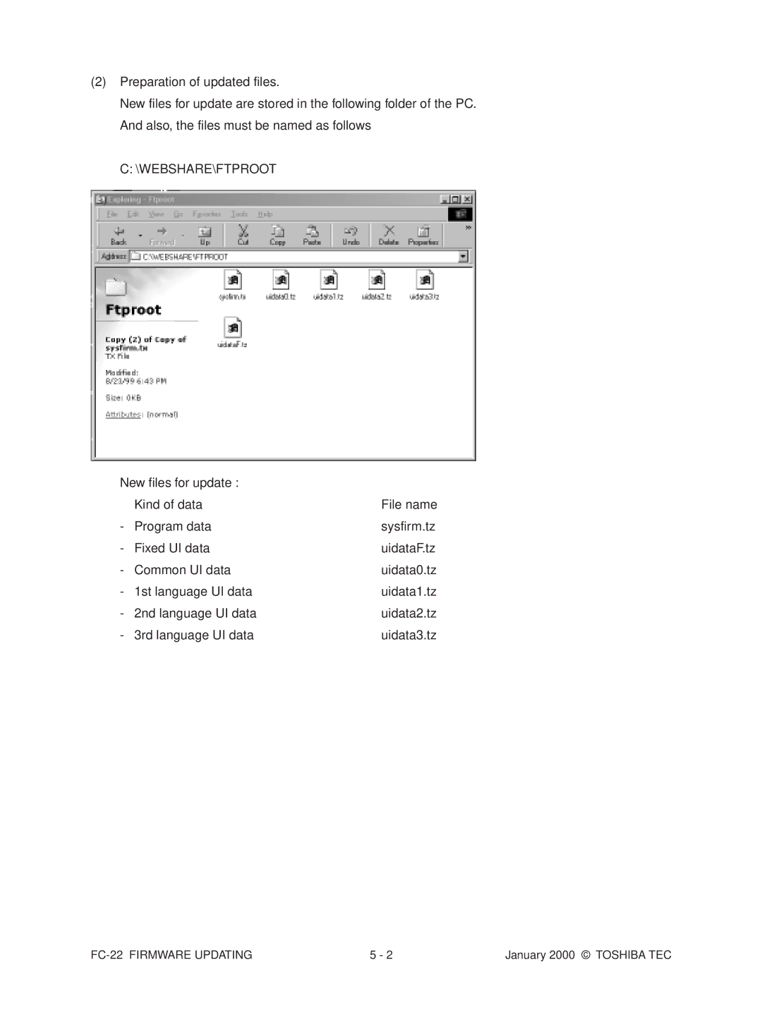 Toshiba FC-22 manual Webshare\Ftproot 