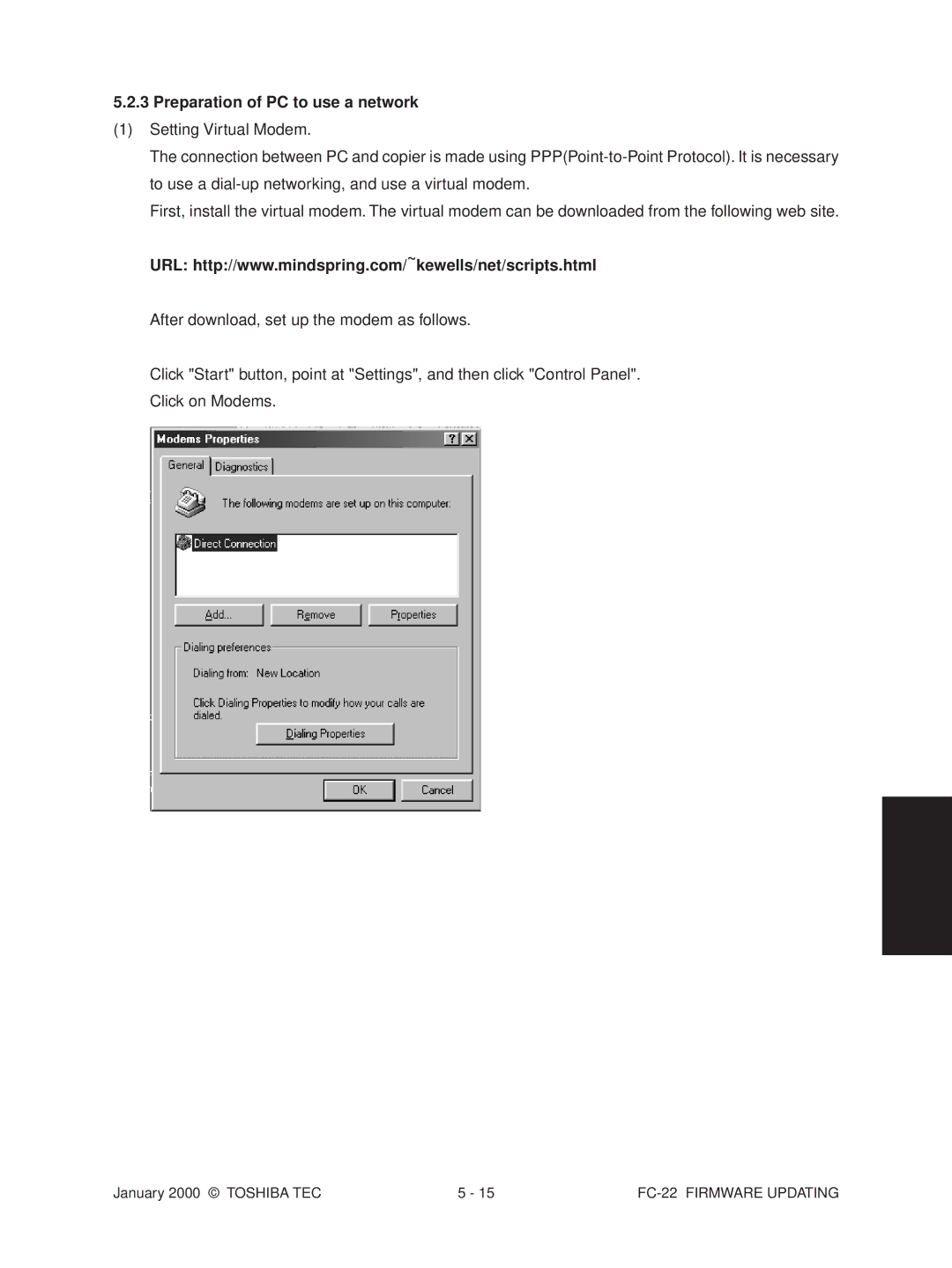 Toshiba FC-22 manual Preparation of PC to use a network 