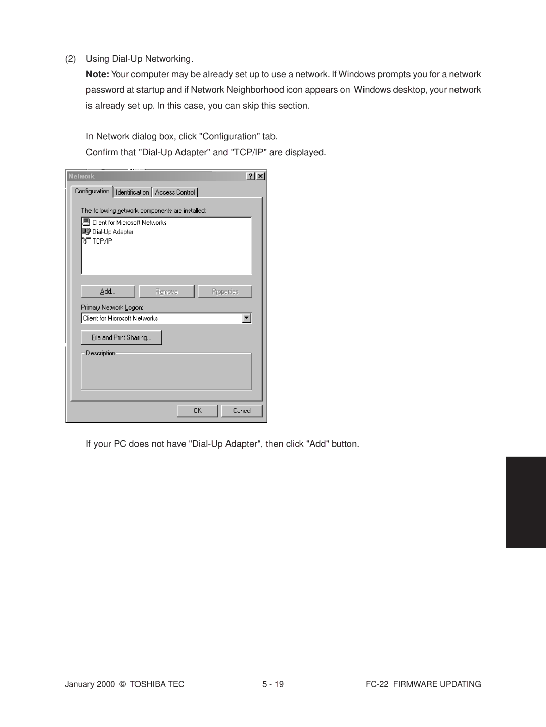 Toshiba manual FC-22 Firmware Updating 