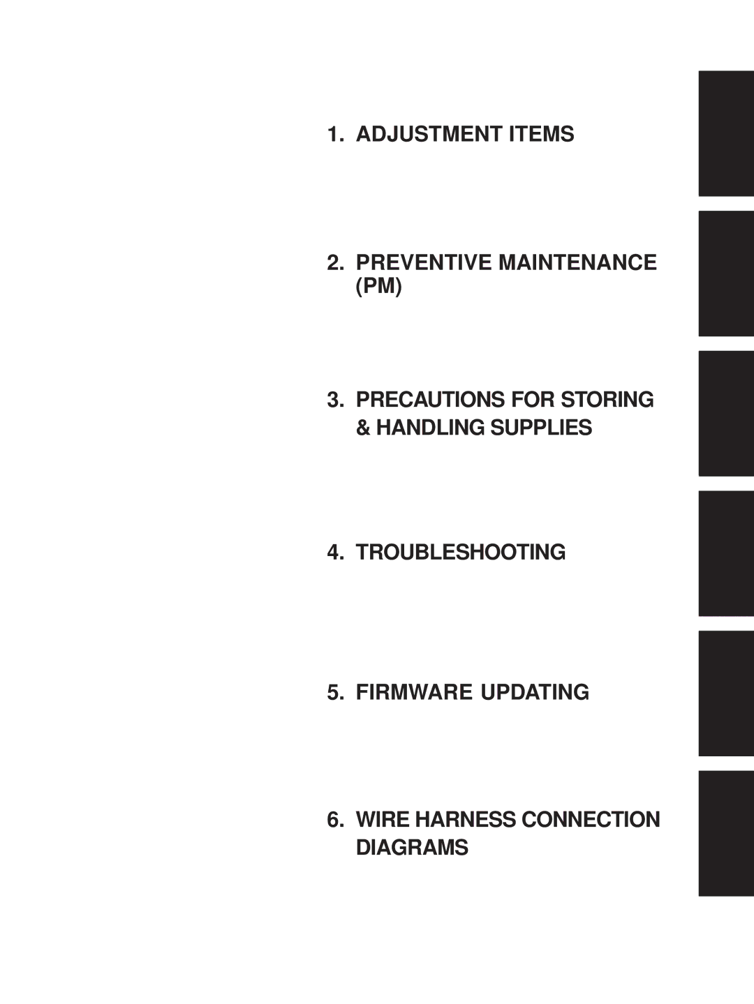 Toshiba FC-22 manual Adjustment Items Preventive Maintenance PM 