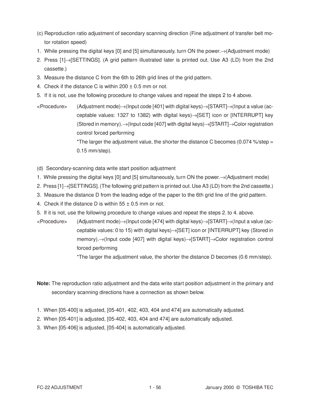 Toshiba manual FC-22 Adjustment 
