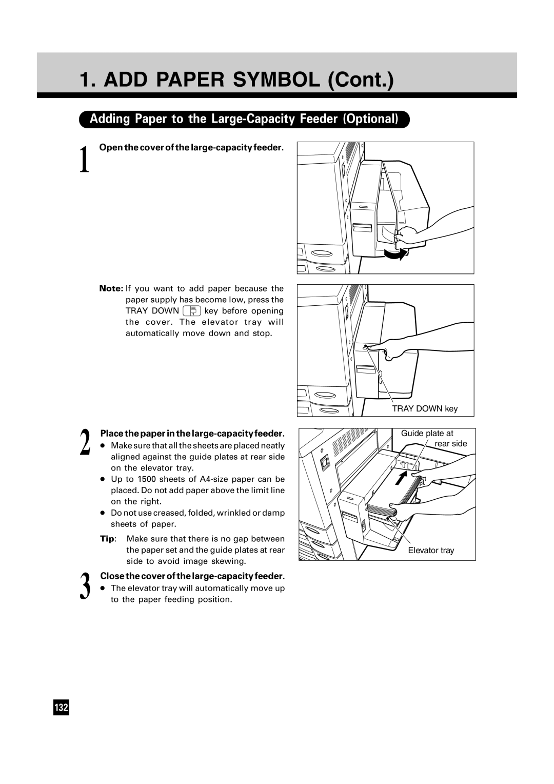 Toshiba FC15, FC22 manual ADD Paper Symbol, Adding Paper to the Large-Capacity Feeder Optional 