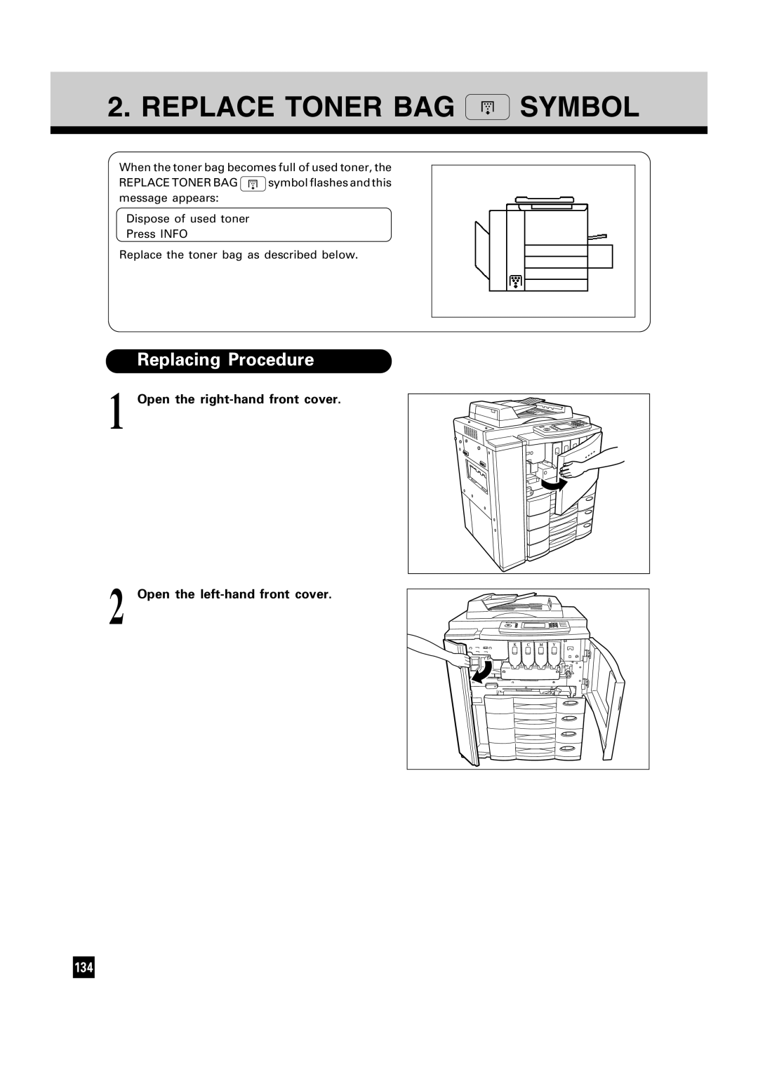 Toshiba FC15, FC22 manual Replace Toner BAG Symbol, Replacing Procedure 