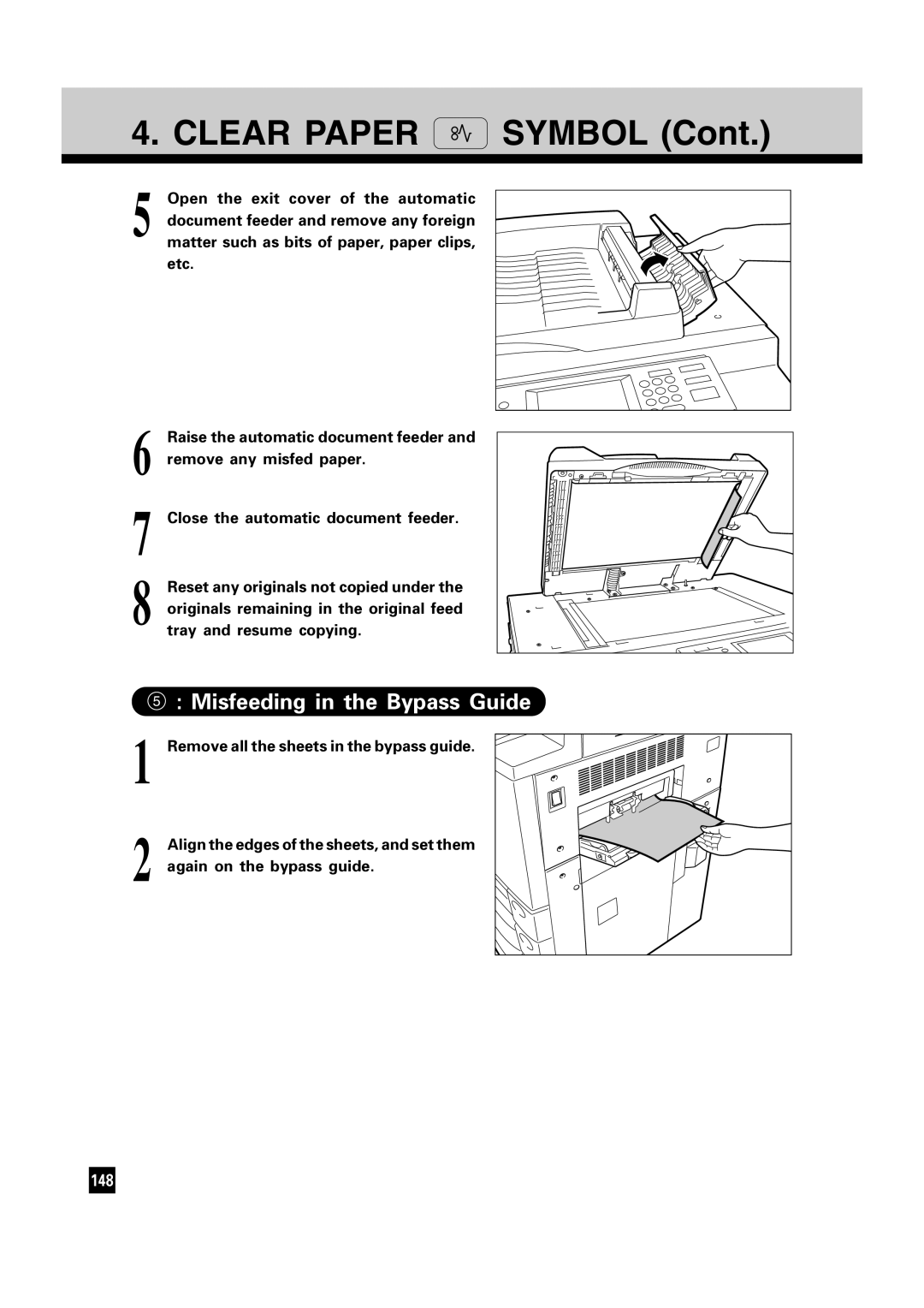 Toshiba FC15, FC22 manual Misfeeding in the Bypass Guide 