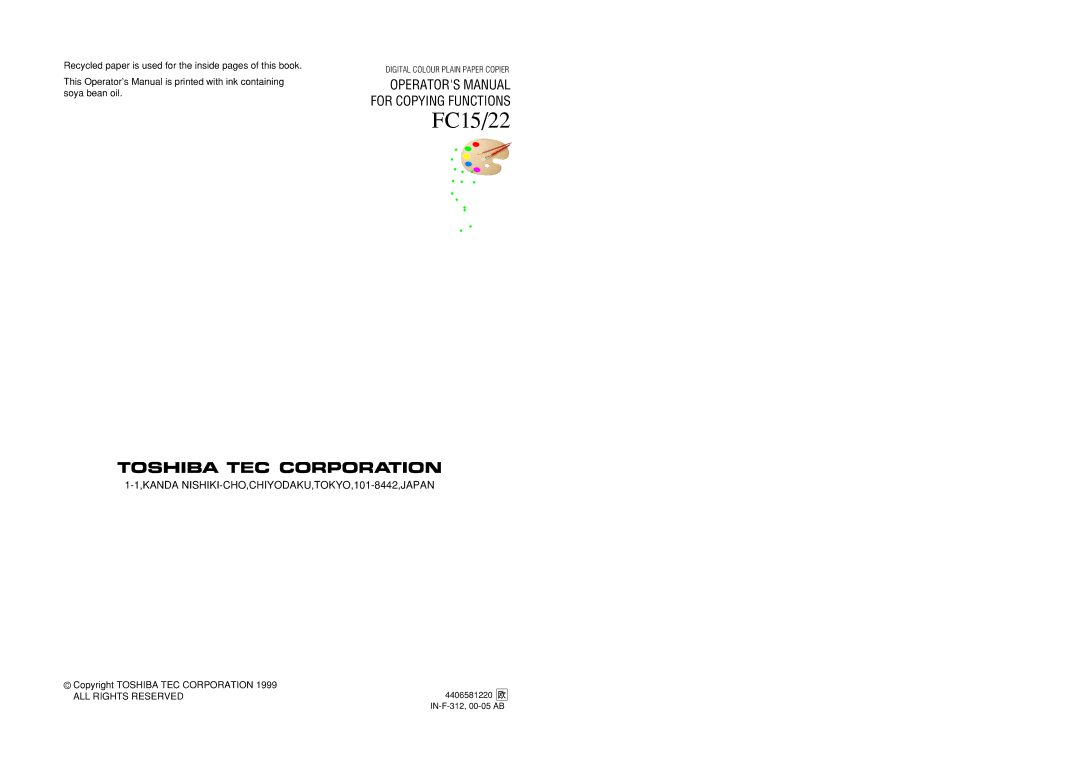 Toshiba FC22 manual FC15/22 