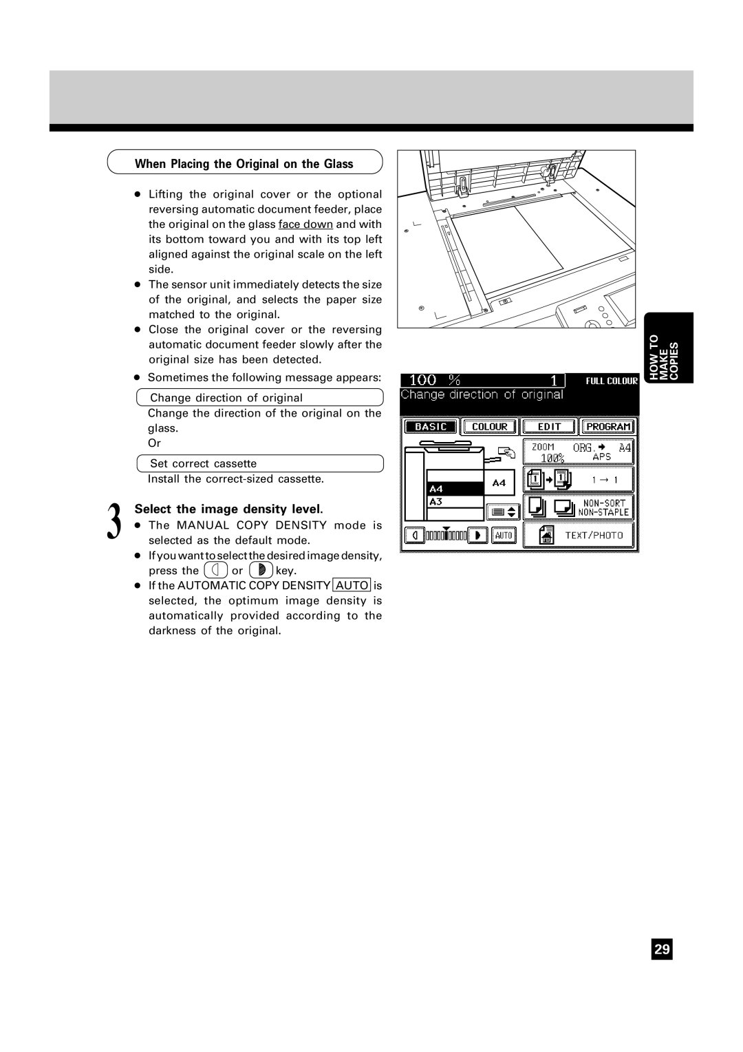 Toshiba FC22, FC15 manual Select the image density level, Auto 