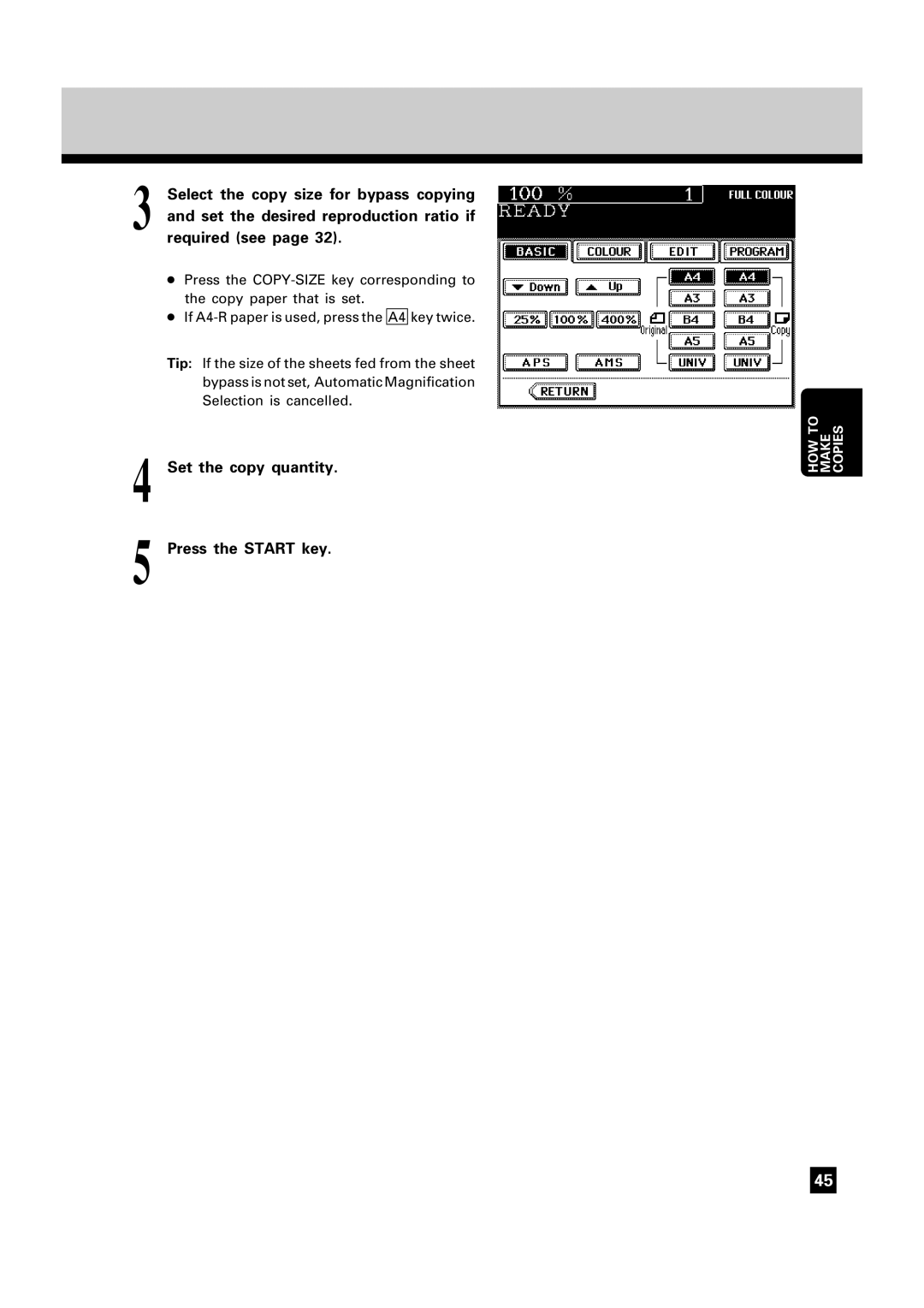 Toshiba FC22, FC15 manual Set the copy quantity Press the Start key 