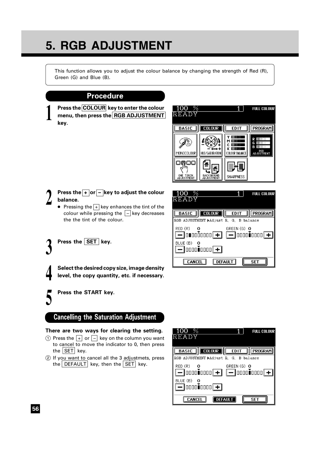 Toshiba FC15, FC22 manual RGB Adjustment 