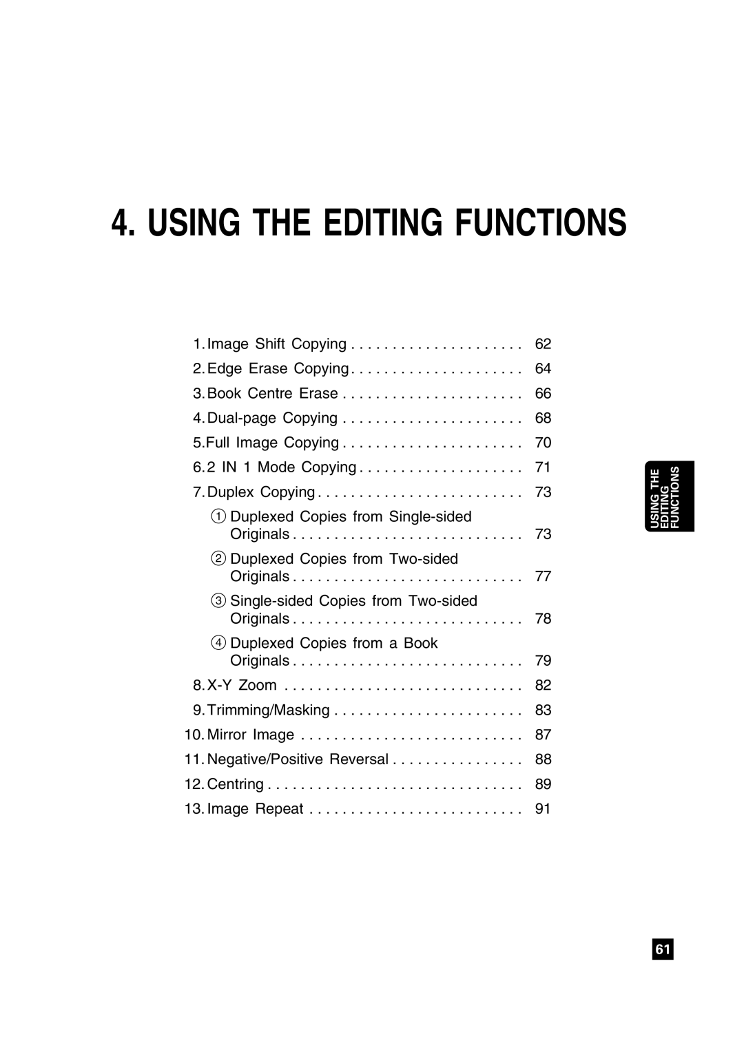 Toshiba FC22, FC15 manual Using the Editing Functions 