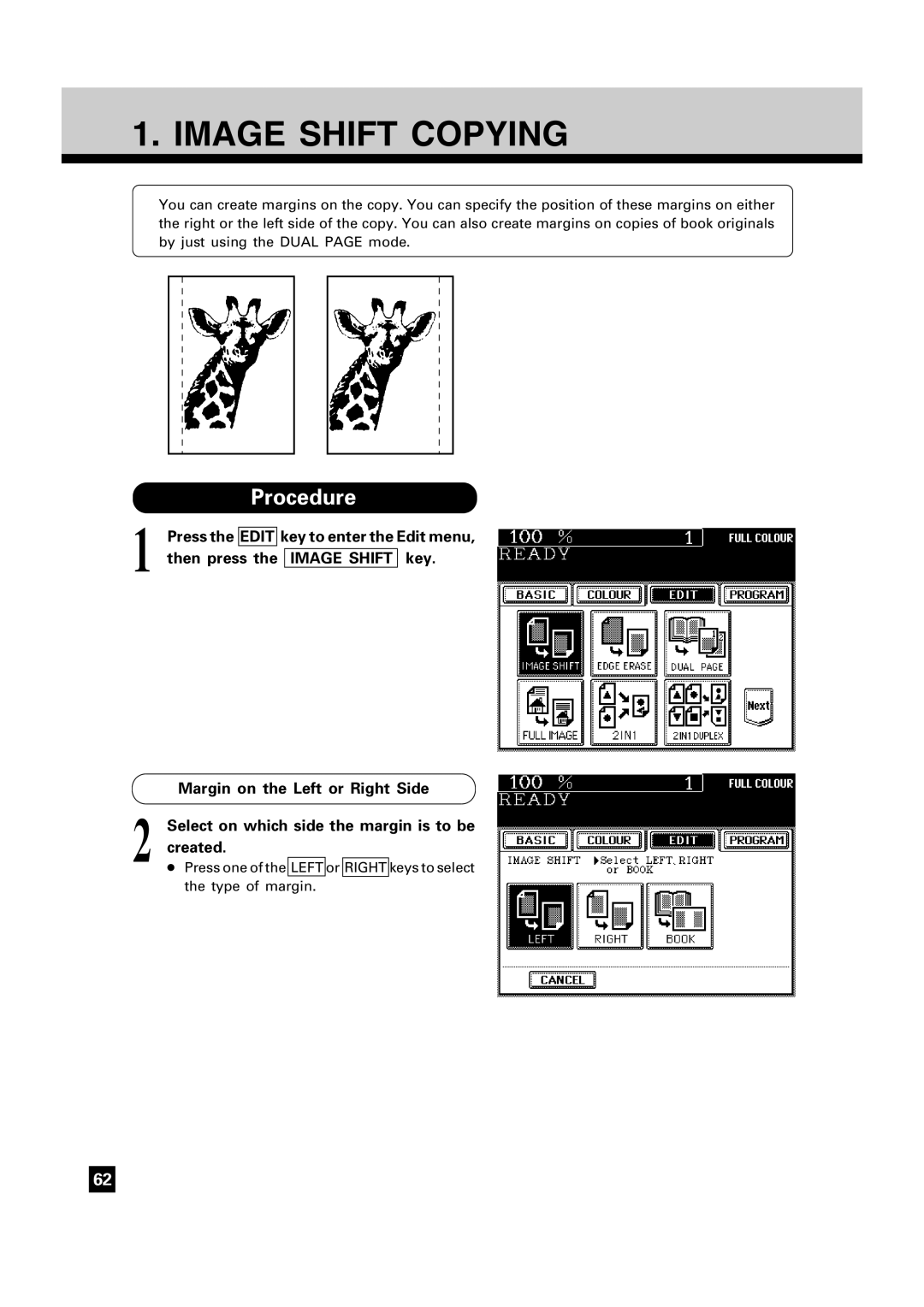 Toshiba FC15, FC22 manual Image Shift Copying, Edit 