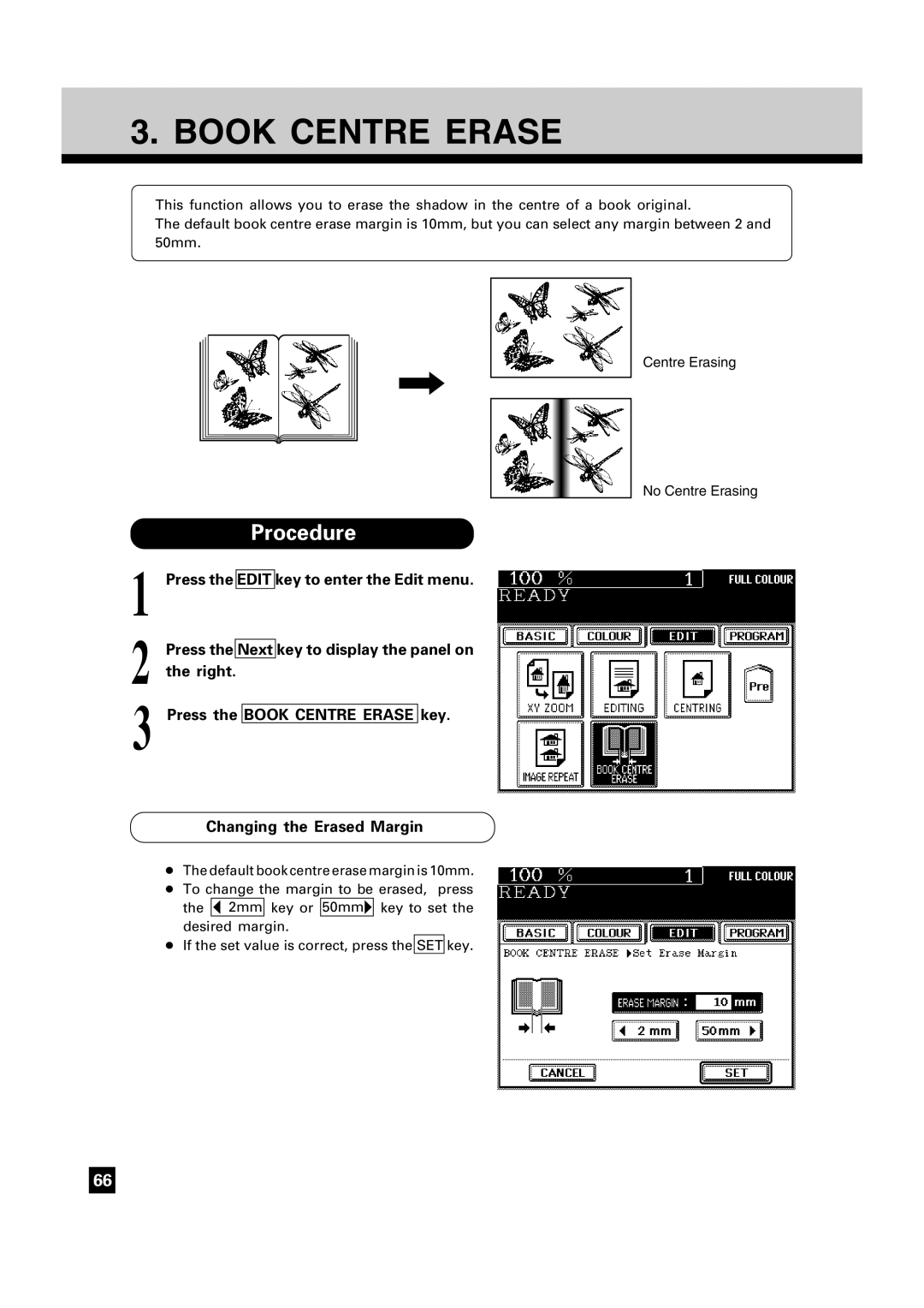 Toshiba FC15, FC22 manual Book Centre Erase 