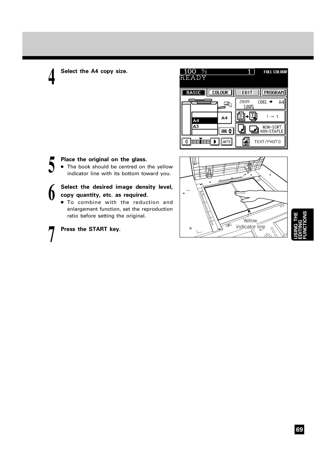 Toshiba FC22, FC15 manual Select the A4 copy size Place the original on the glass 