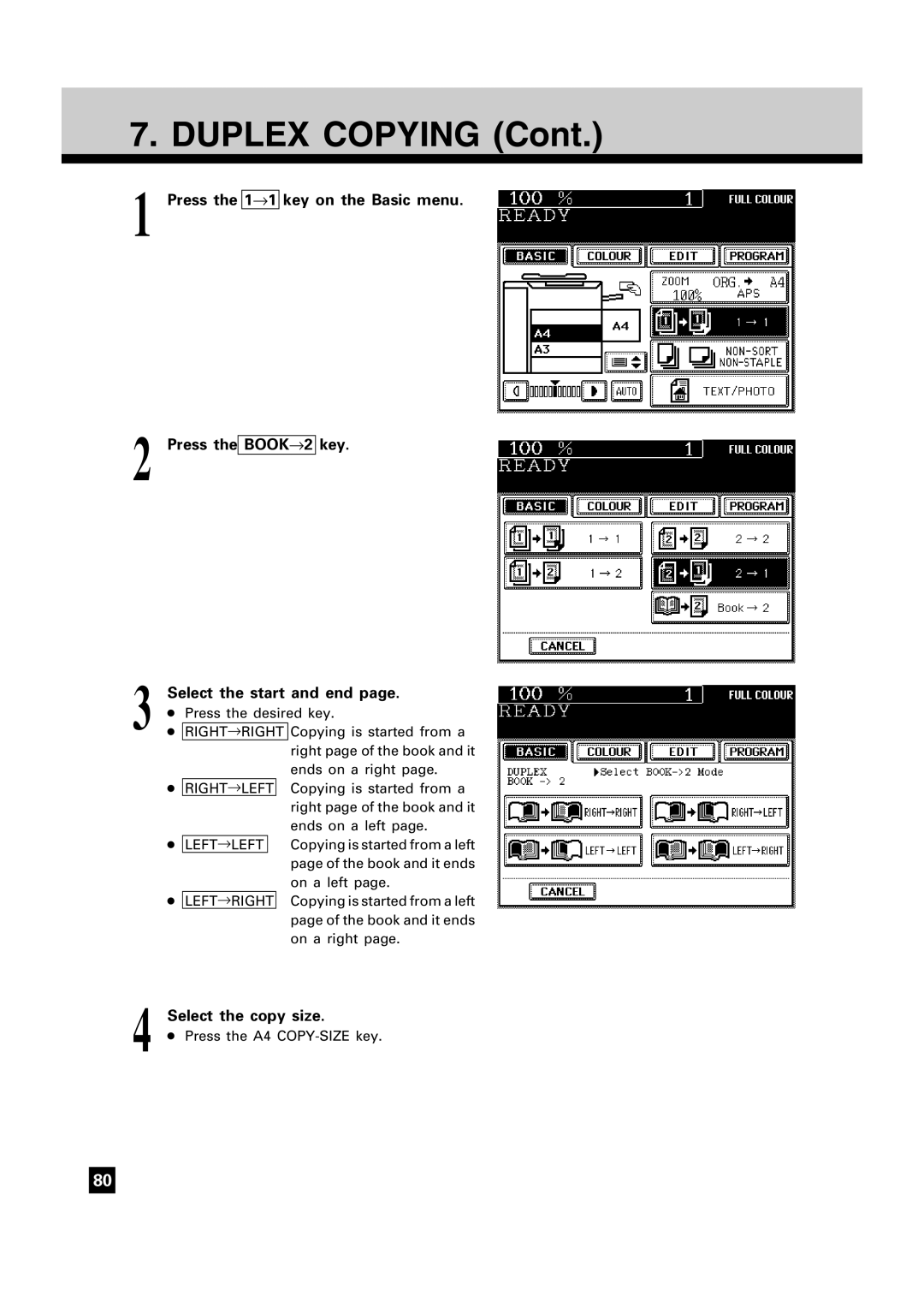 Toshiba FC15, FC22 manual Select the copy size 