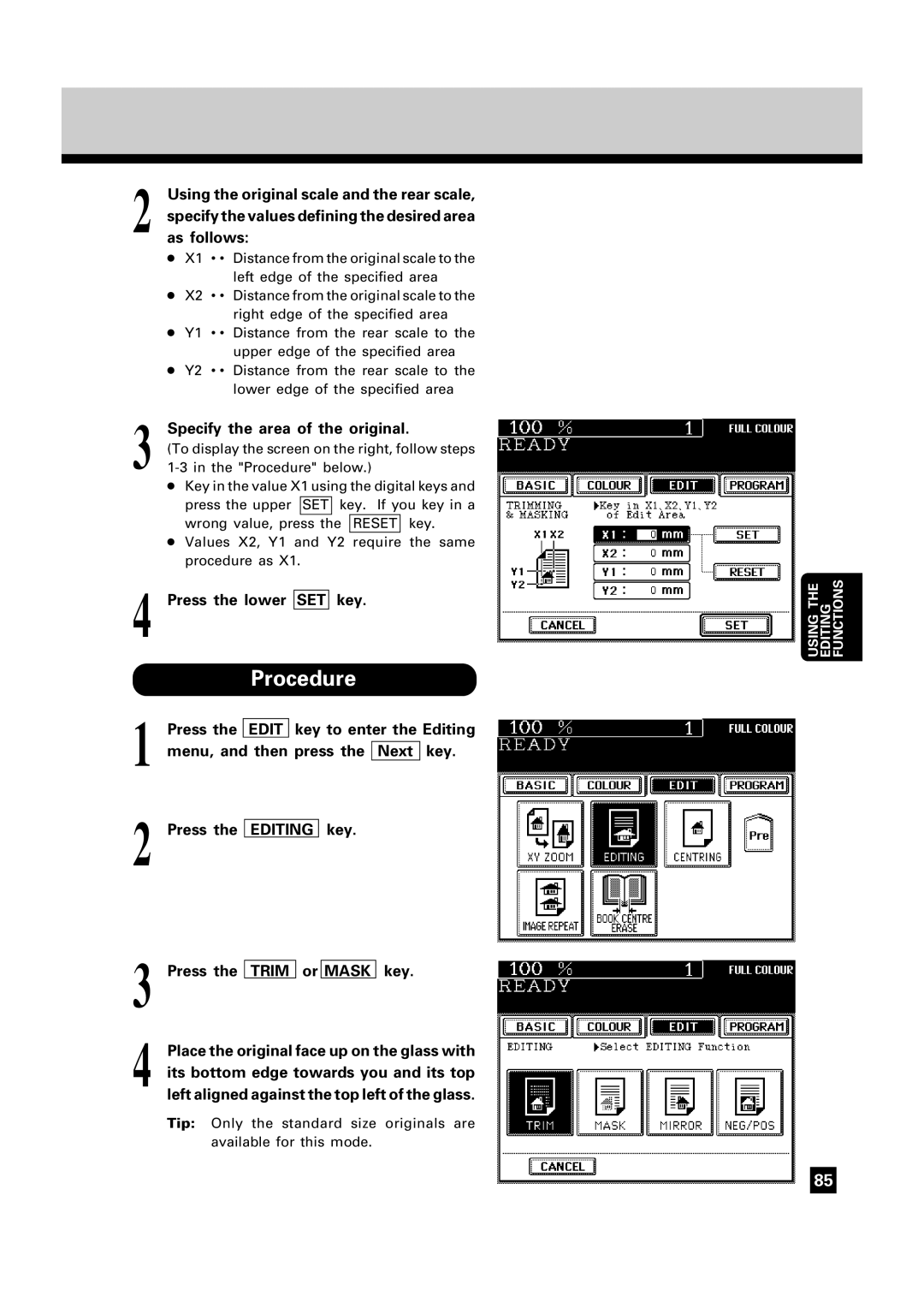 Toshiba FC22, FC15 manual Editing, Trim Mask 