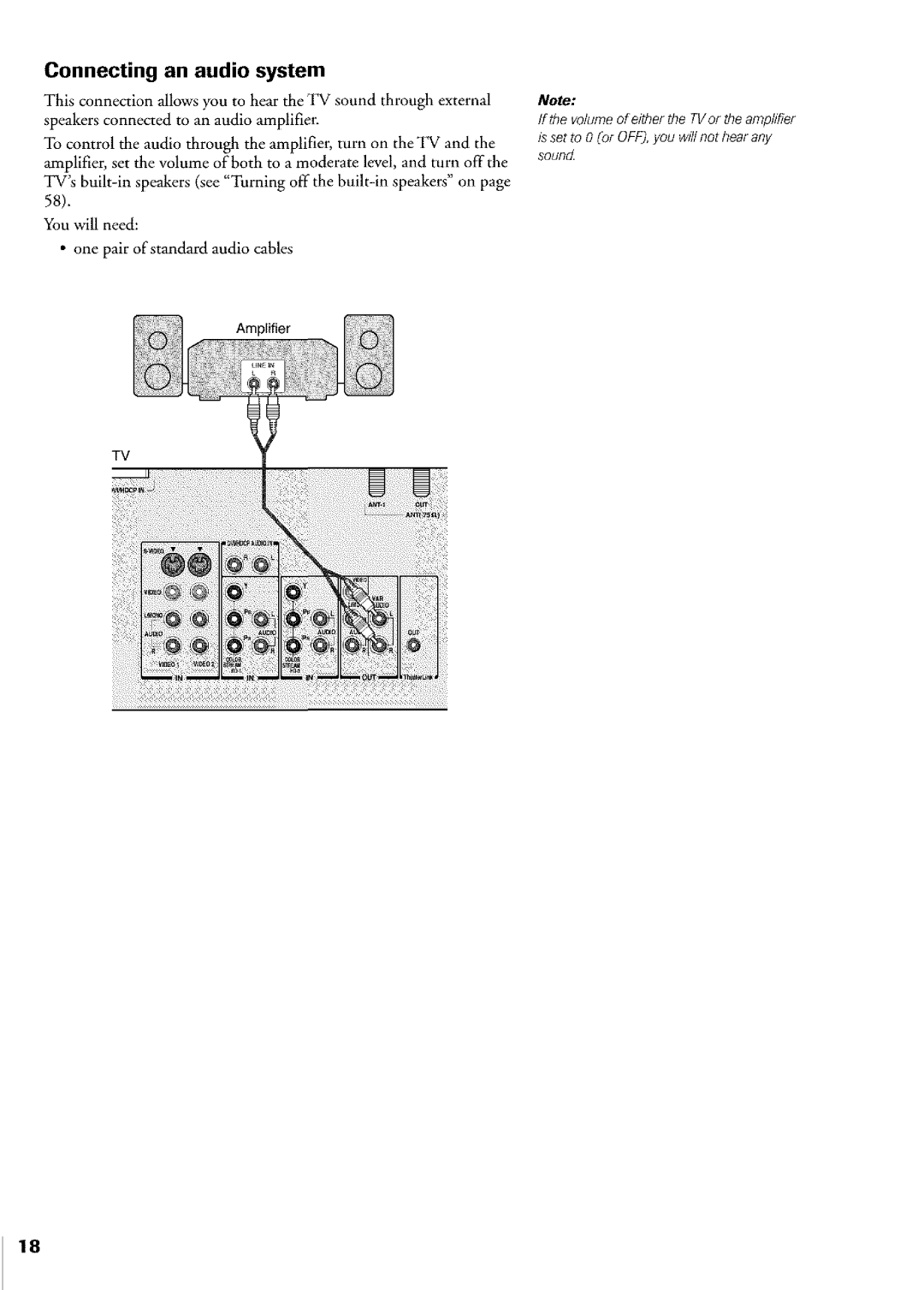 Toshiba Flat Panel Television owner manual Connecting an audio system 