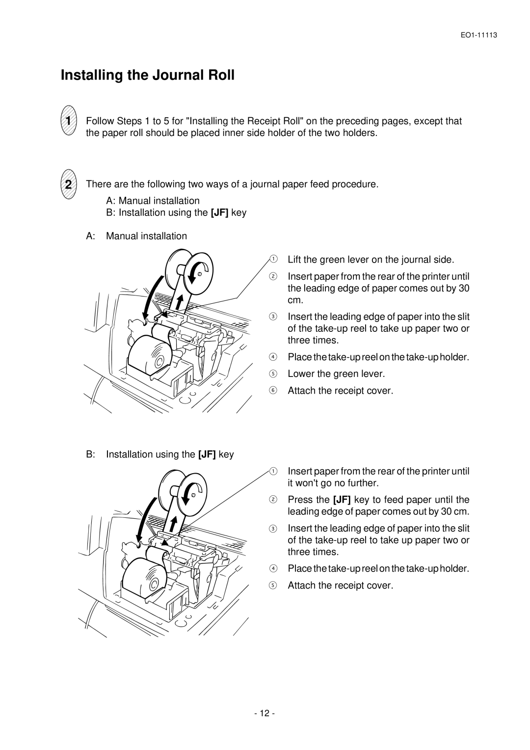 Toshiba FS-1650-4 SERIES, EO1-11099, EO1-11113 owner manual Installing the Journal Roll 