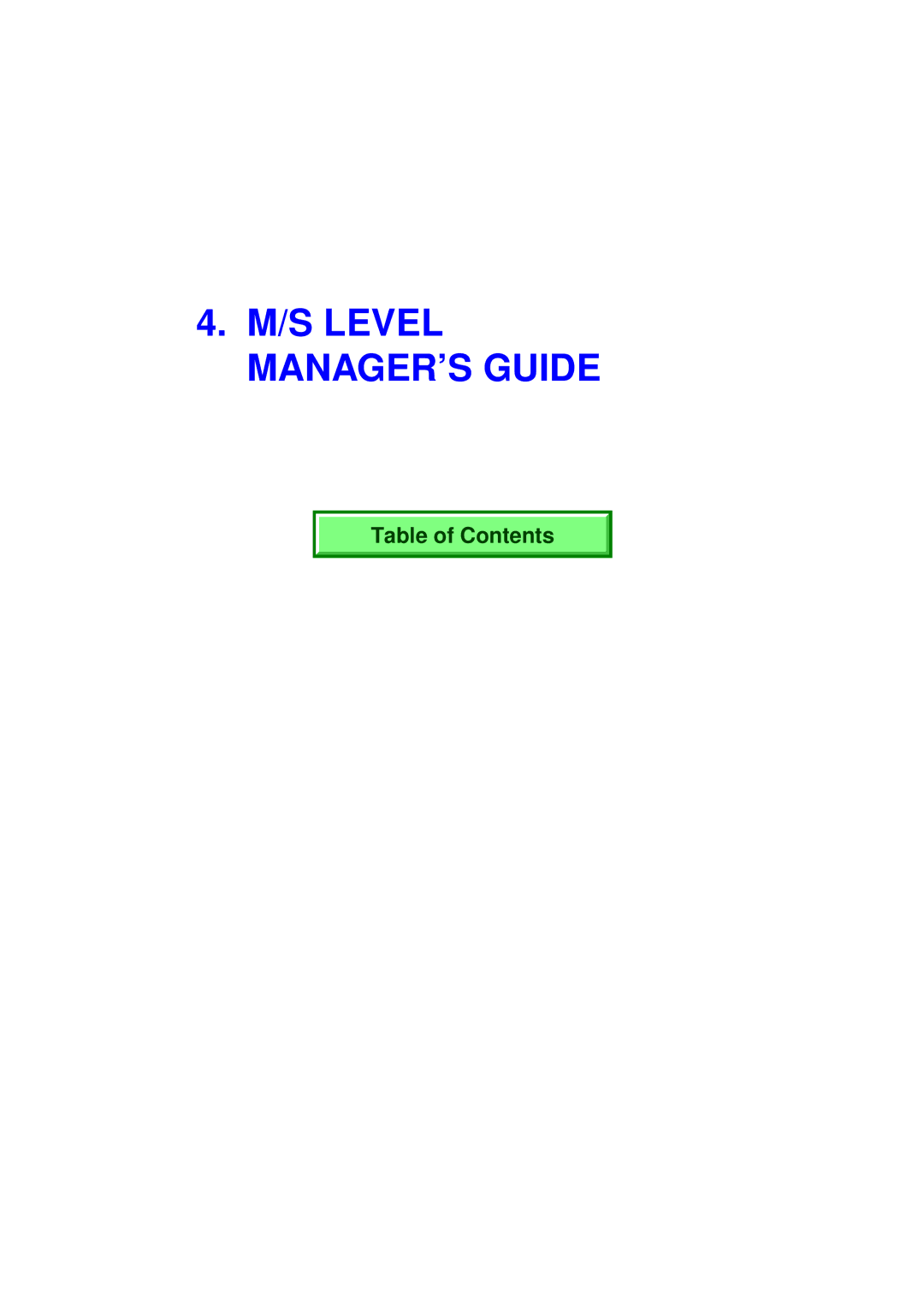 Toshiba Electronic Cash Register, FS-2600-1 SERIES owner manual S Level MANAGER’S Guide 