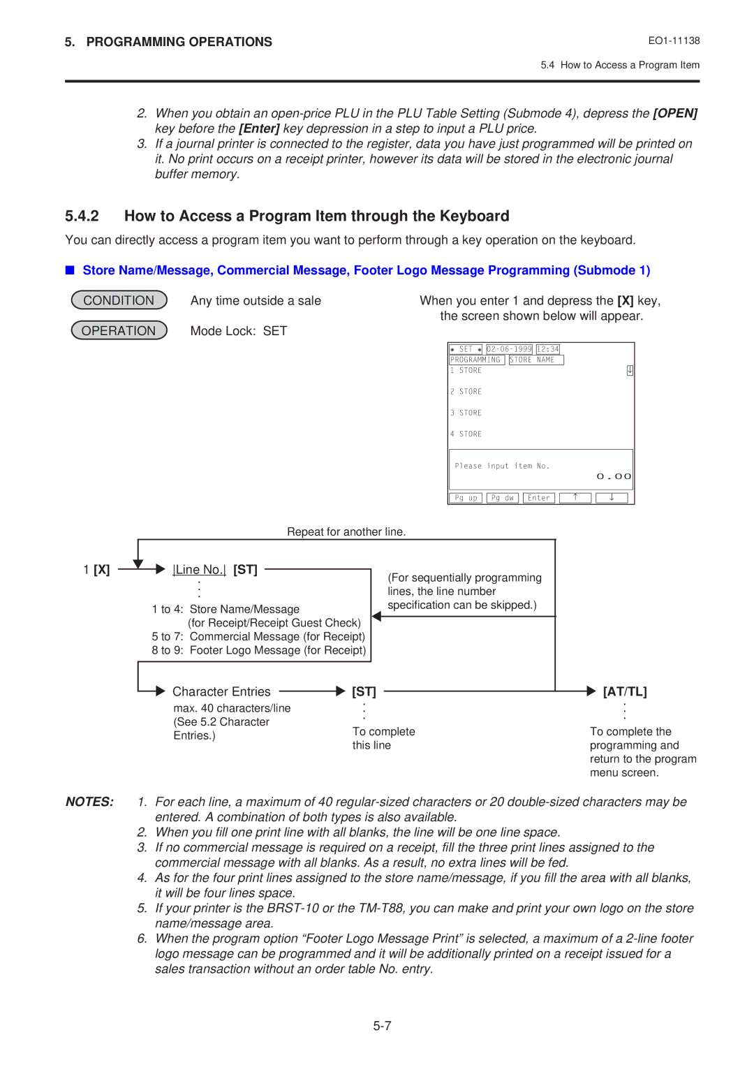 Toshiba FS-2600-1 owner manual How to Access a Program Item through the Keyboard, Mode Lock SET, Line No 