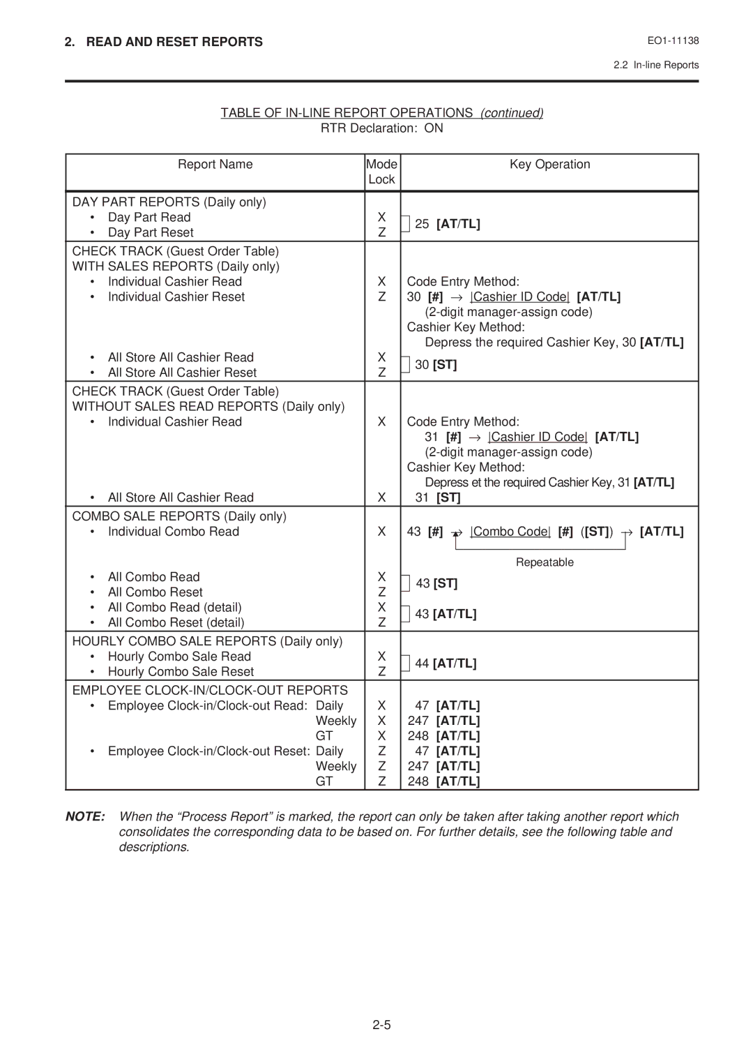 Toshiba FS-2600-1 owner manual 43 # → Combo Code # ST → AT/TL, Employee CLOCK-IN/CLOCK-OUT Reports 