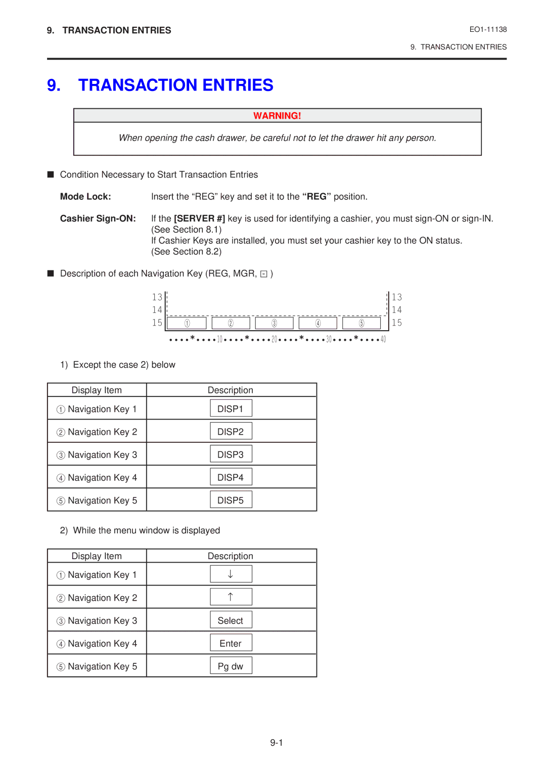 Toshiba FS-2600-1 owner manual Transaction Entries 