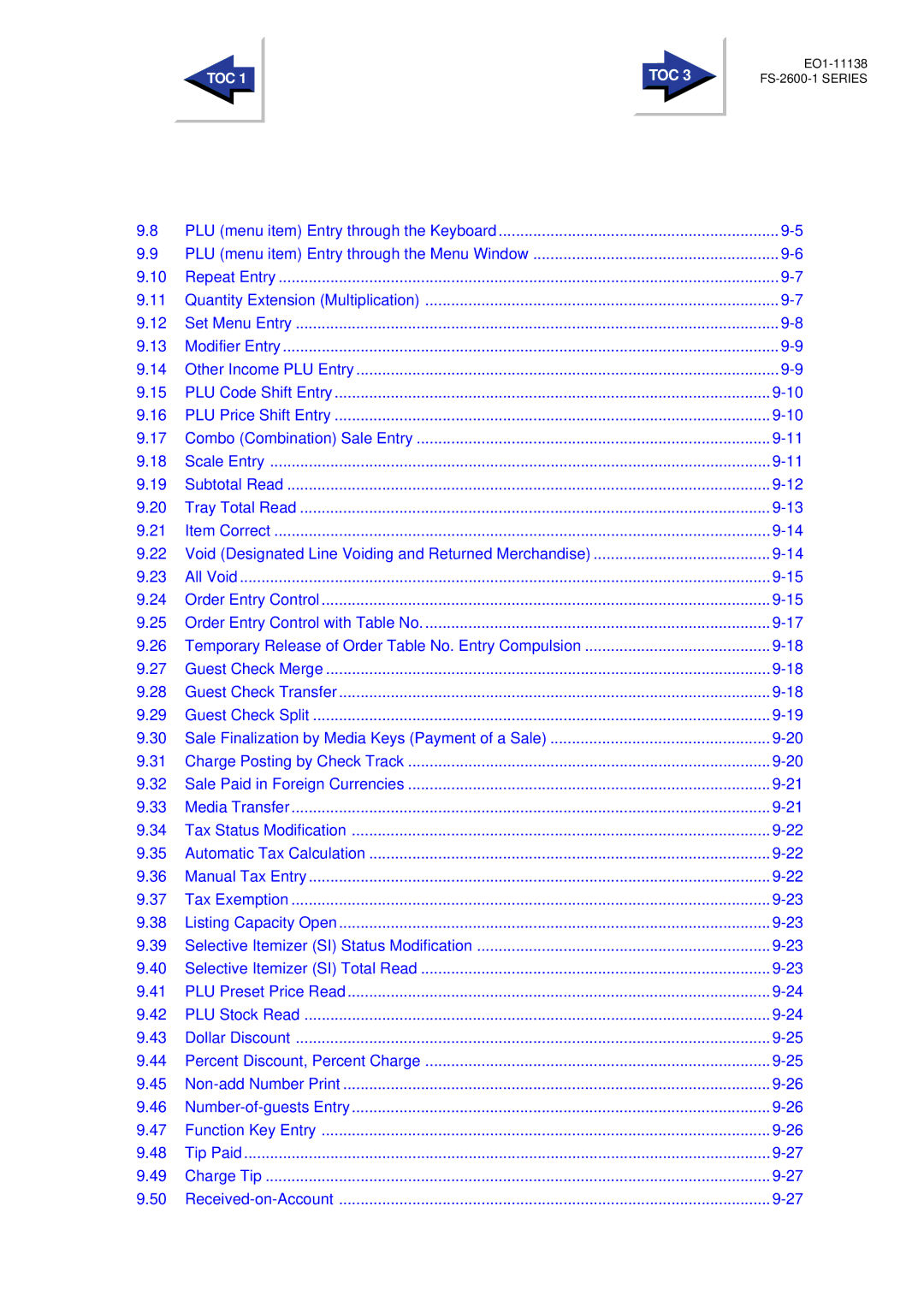 Toshiba FS-2600-1 owner manual Toc 